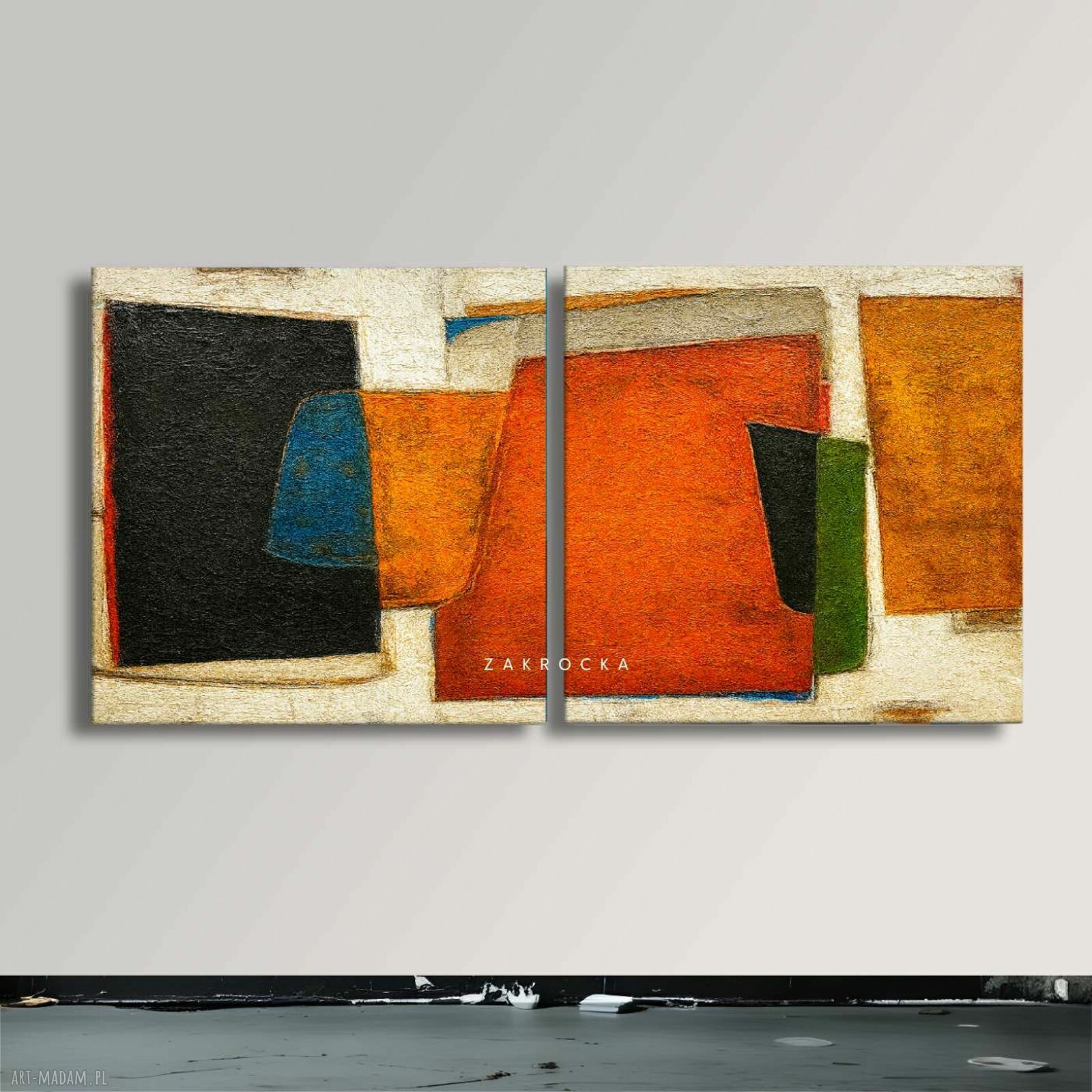 Duży obraz 120x240 cm - abstrakcja strukturalna na pustą ścianę