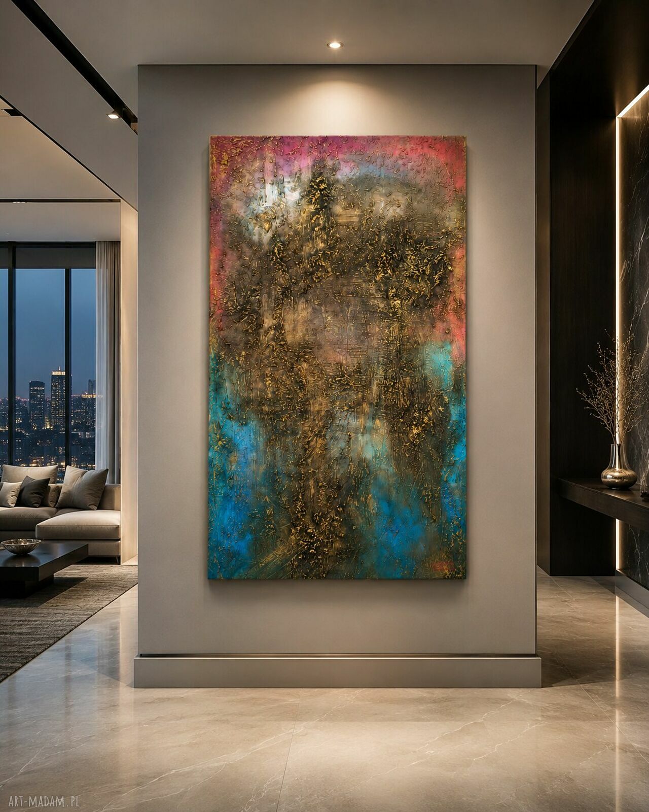 Duży obraz strukturalny 80x160 cm do salonu - unikat i gotowy do zawieszenia