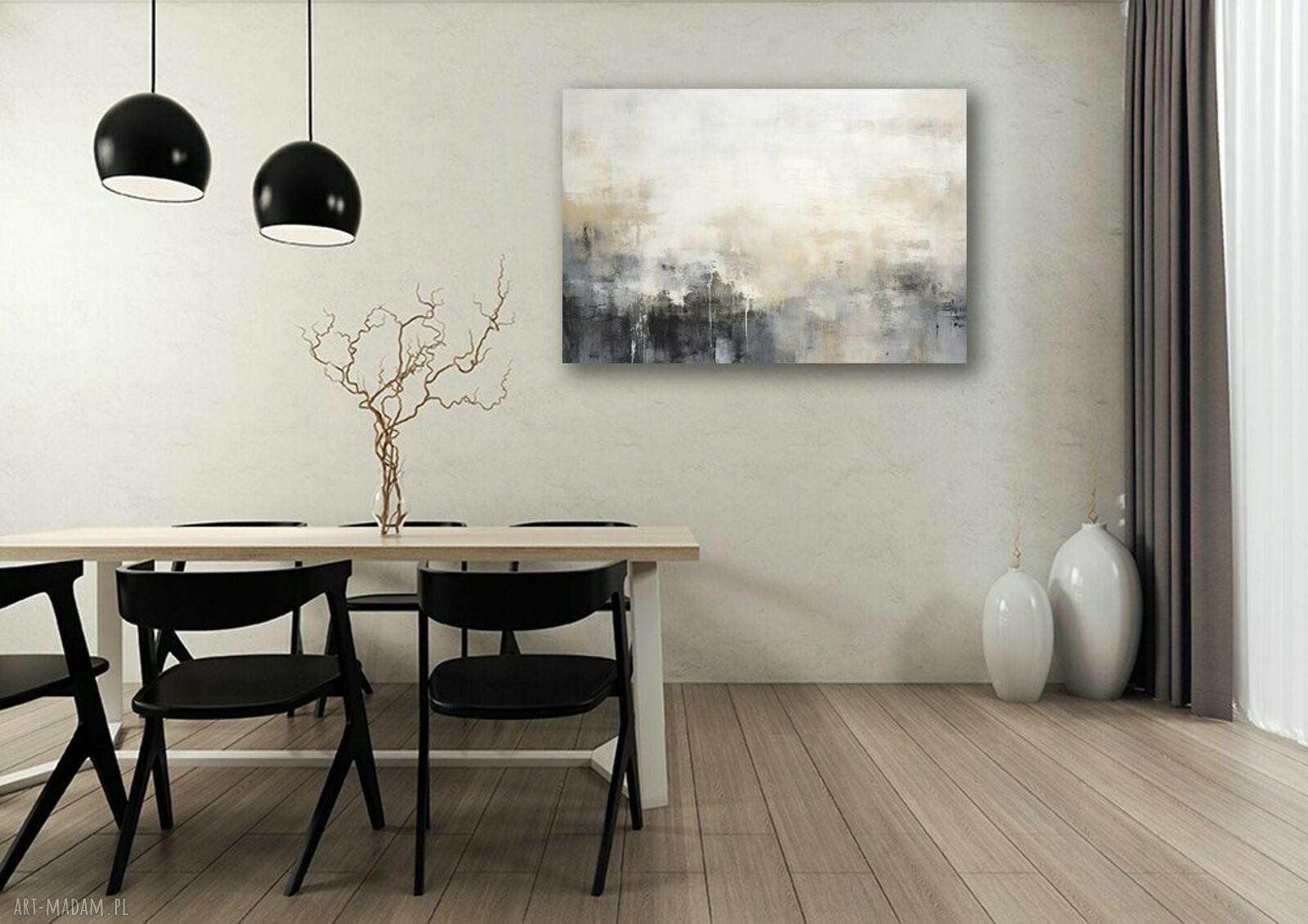 Duży obraz abstrakcyjny na płótnie 120x80 cm - szaro-beżowy loft