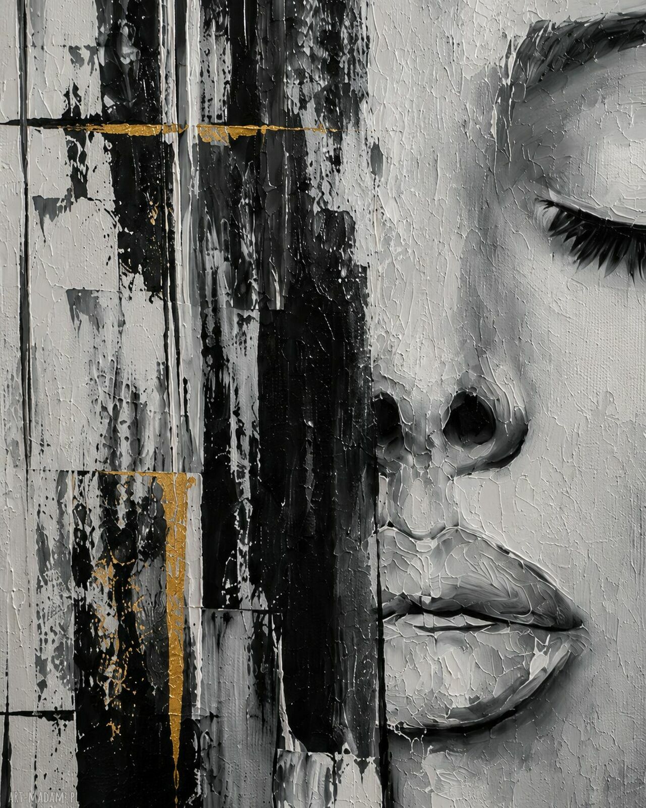 Duży obraz olejny Kobieta XXL 100x180 cm do salonu i na antresolę