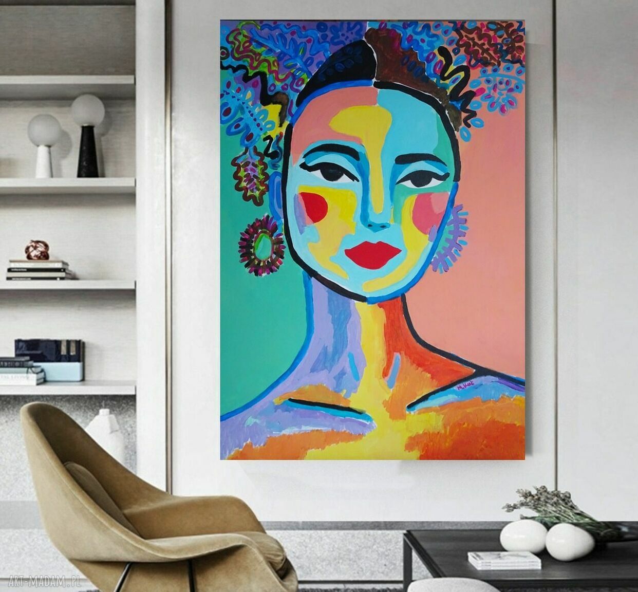 Duży obraz do salonu portret hiszpanki 100x70 - akryl na blejtramie