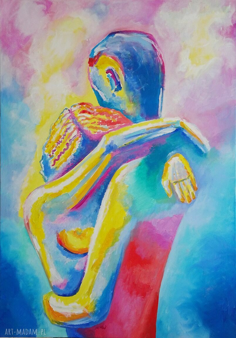 Duży obraz olejny „Kochankowie” 100x70 cm na płótnie