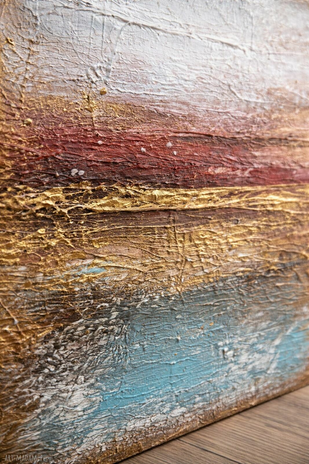 Duży obraz strukturalny ze złotem do salonu - Abstrakcja XXL 150x120 cm