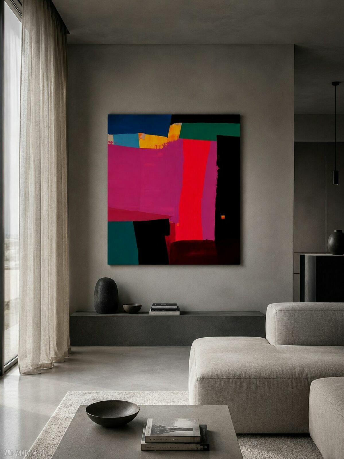 Duży obraz nowoczesny akrylowy 120x120 cm - technika mieszana i gotowy do zawieszenia