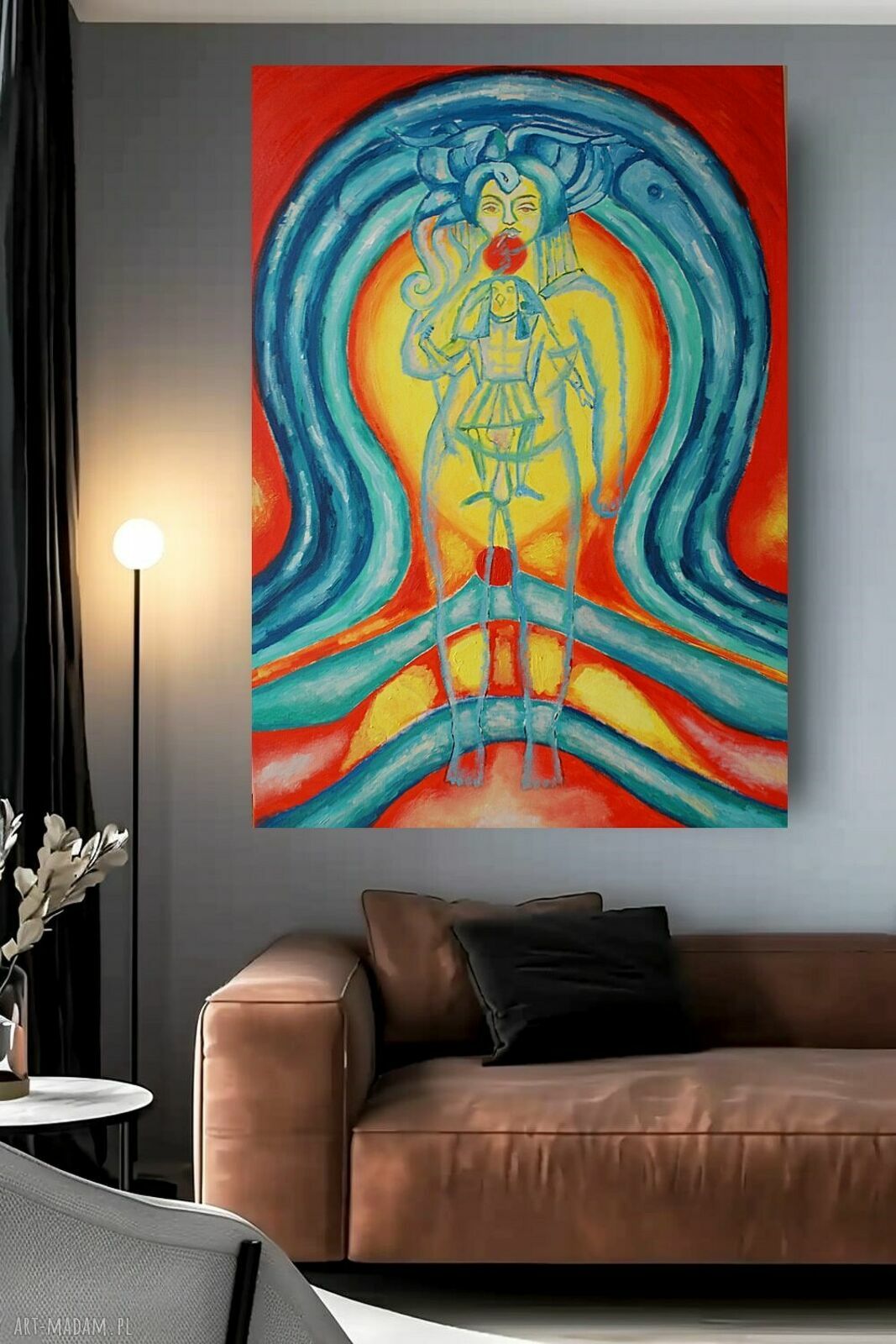 Duży obraz olejny „Aeon” - ręcznie malowany 100 x 70 cm do salonu
