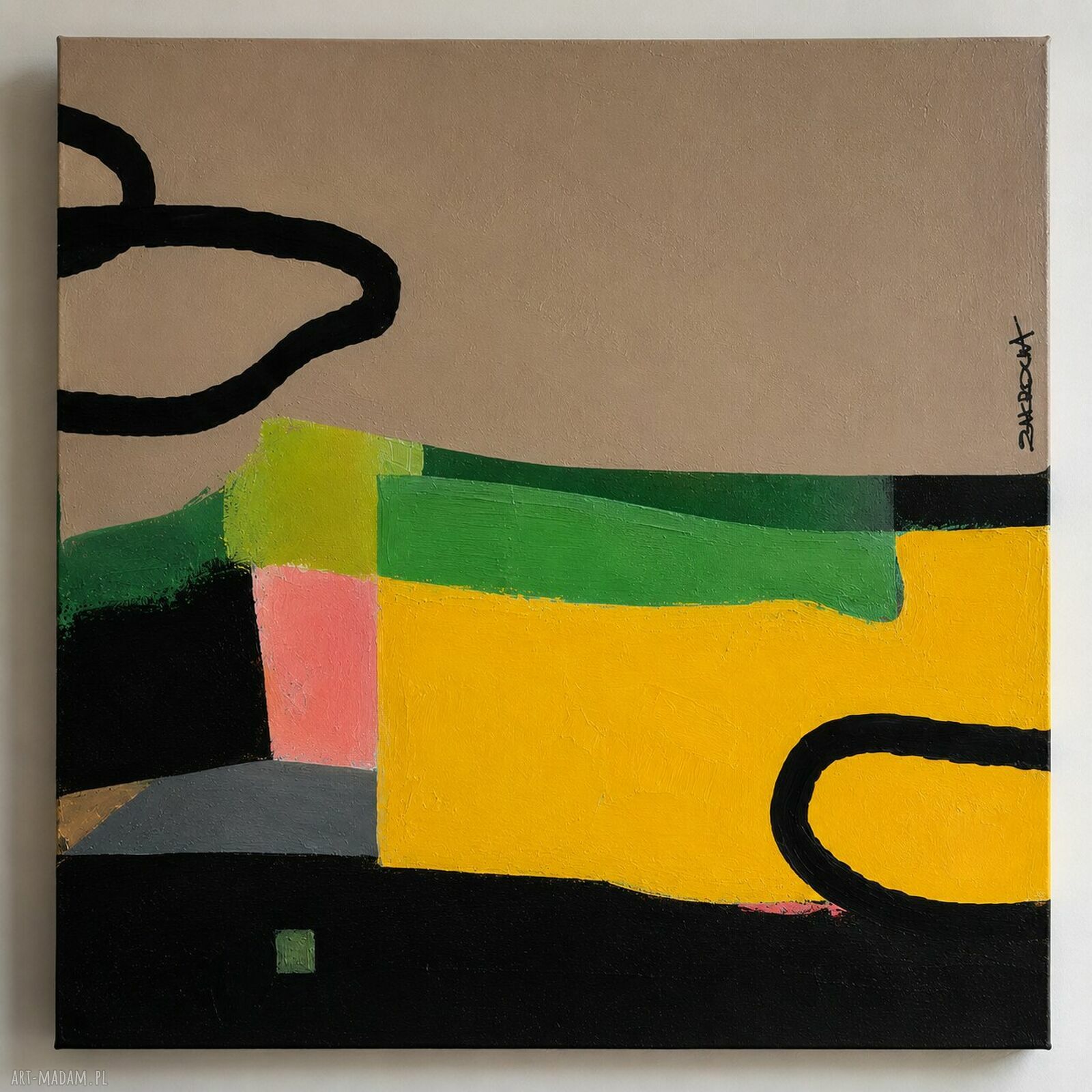 Duży obraz ręcznie malowany akryl 120x120 cm Zakrocka