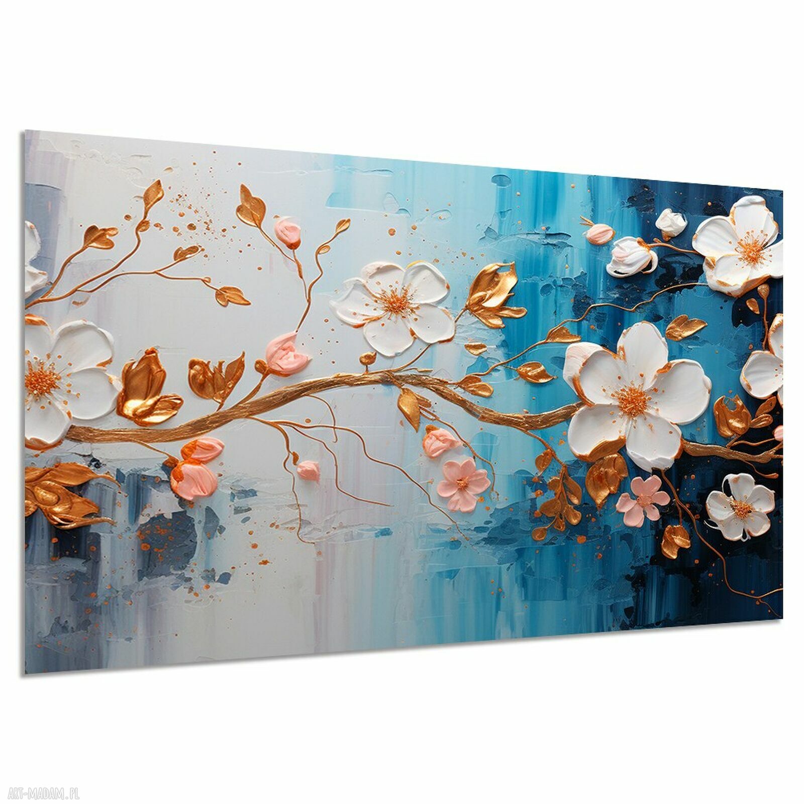 Duży obraz Kwiaty Wiśni Sakura 120x80 na płótnie - nowoczesny salon