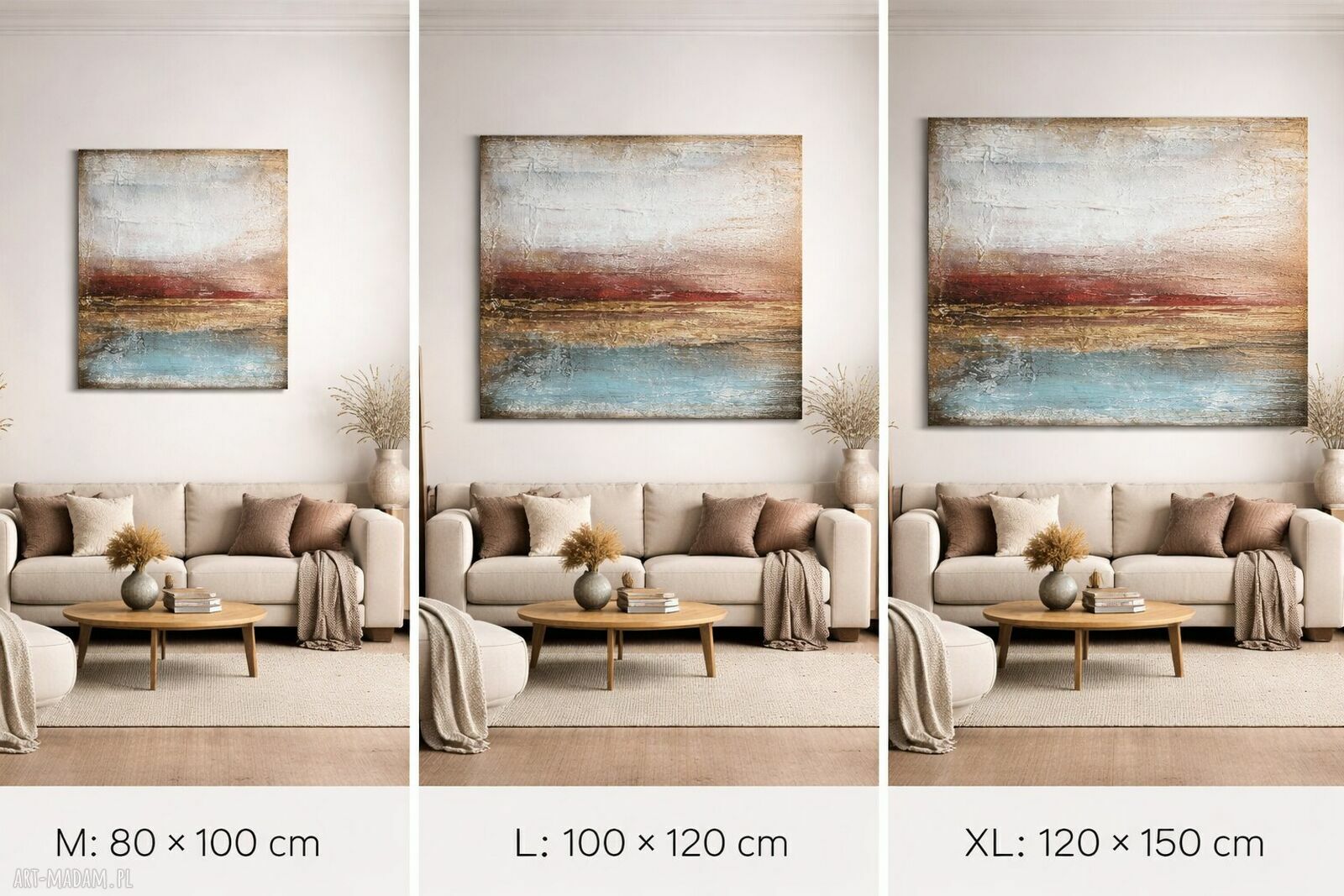 Duży obraz strukturalny ze złotem do salonu - Abstrakcja XXL 150x120 cm