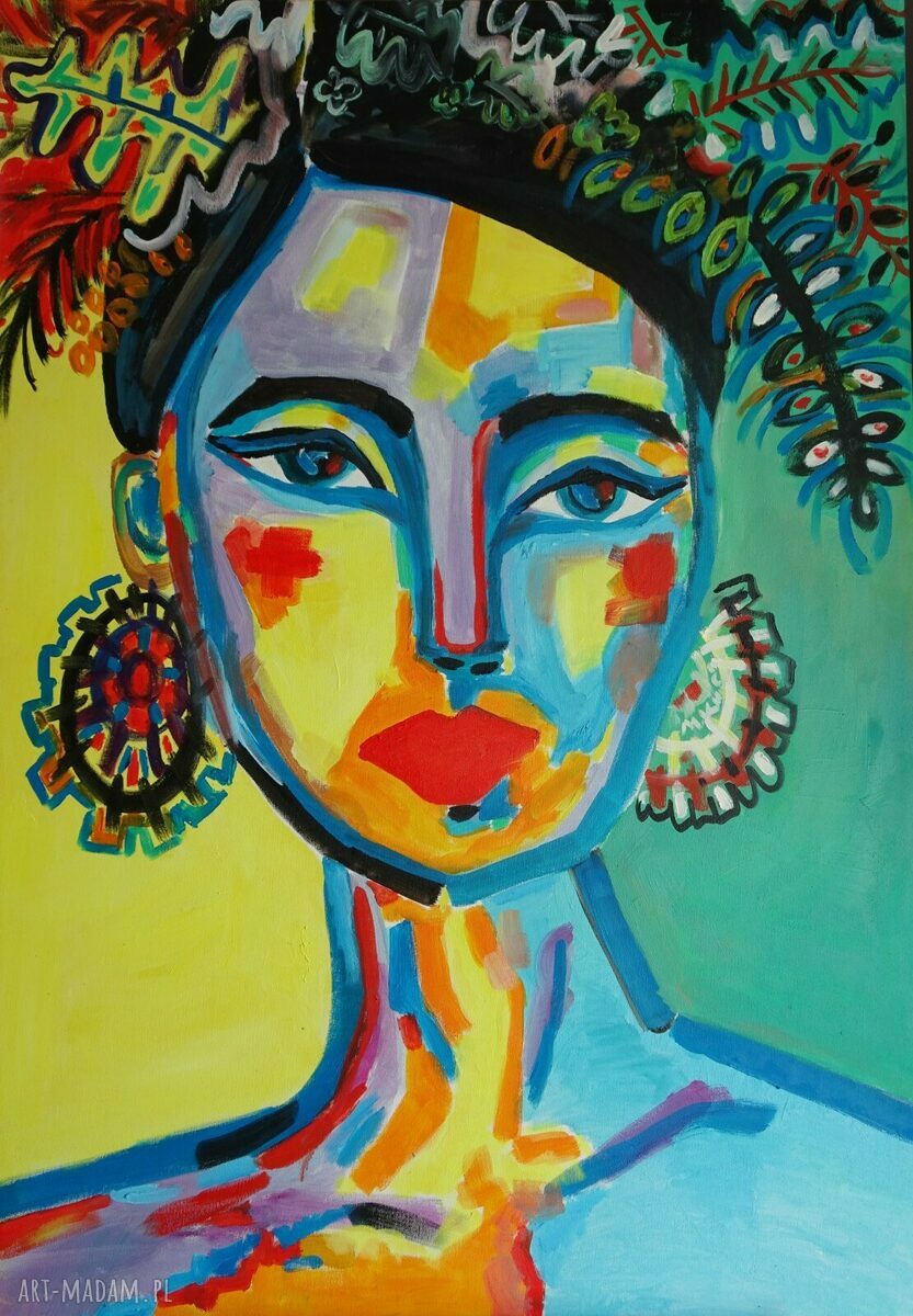Duży obraz olejny portret kobiety hiszpańskiej do salonu (100x70 cm)