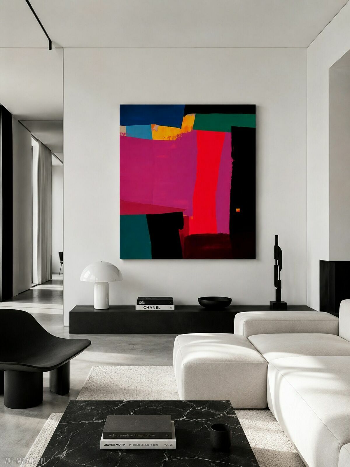 Duży obraz nowoczesny akrylowy 120x120 cm - technika mieszana i gotowy do zawieszenia