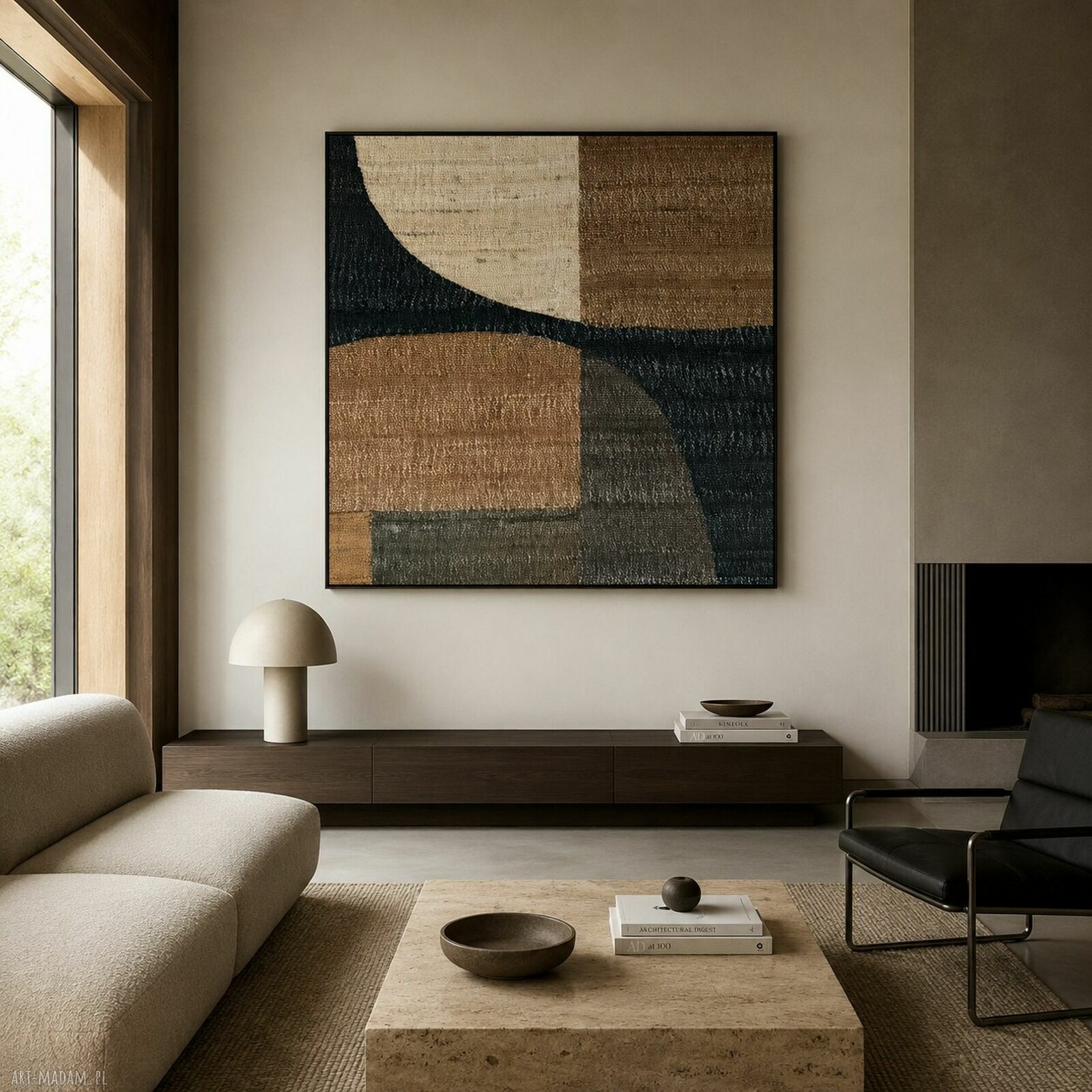 Duży obraz 120x120 cm do salonu w technice impasto - ręcznie malowana abstrakcja