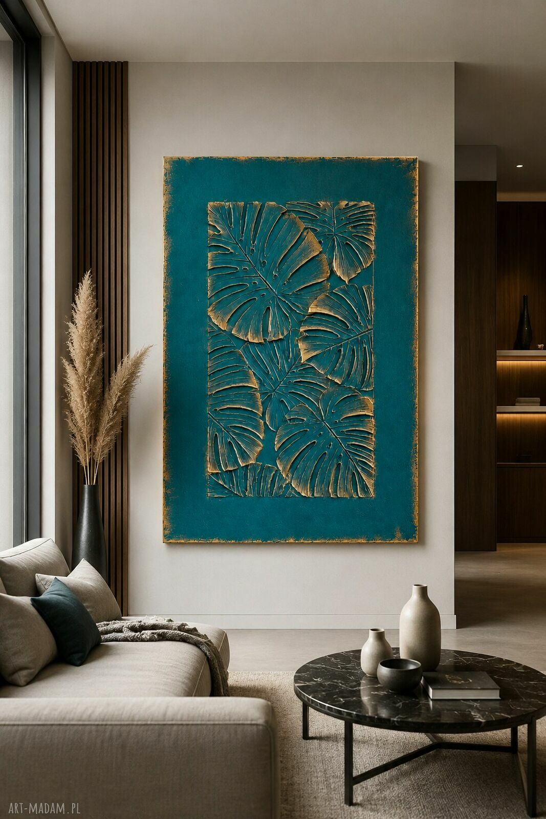 Duży obraz do salonu 100x150 cm - abstrakcja strukturalna handmade