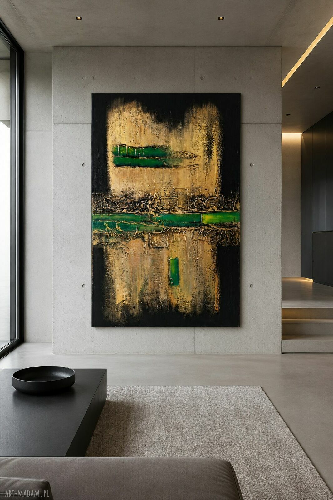 Duży obraz z reliefem 100x150 cm do salonu - ręcznie malowany, gotowy do zawieszenia
