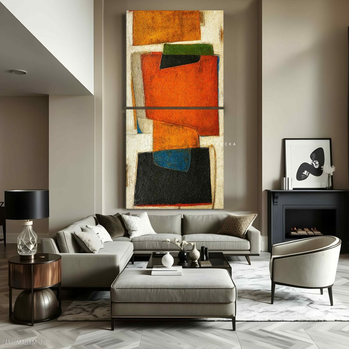 Duży obraz 120x240 cm - abstrakcja strukturalna na pustą ścianę