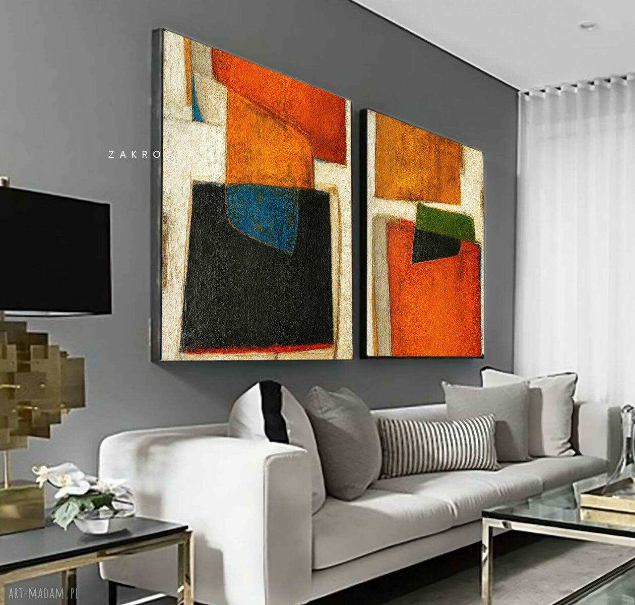 Duży obraz 120x240 cm - abstrakcja strukturalna na pustą ścianę