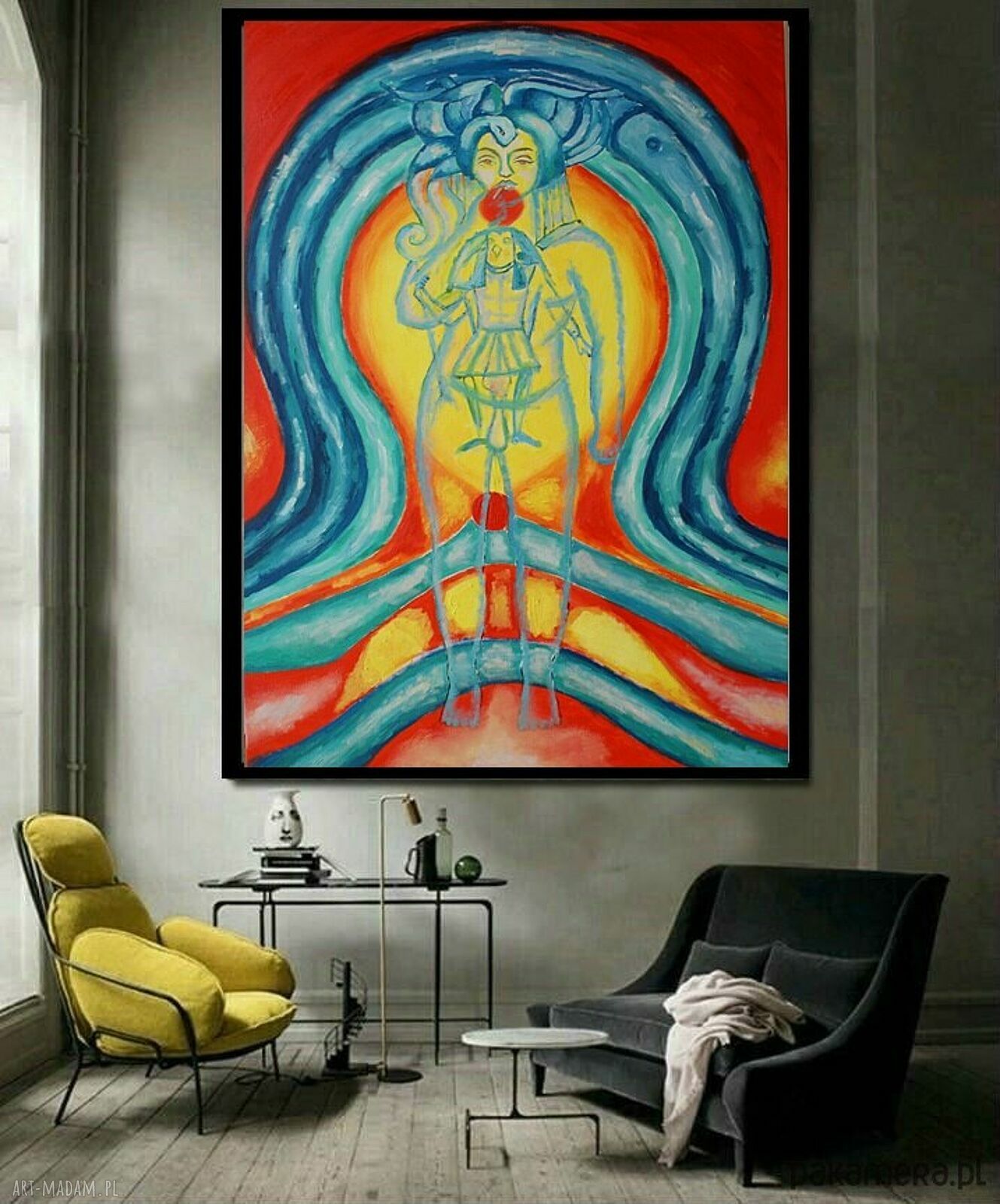 Duży obraz olejny „Aeon” - ręcznie malowany 100 x 70 cm do salonu