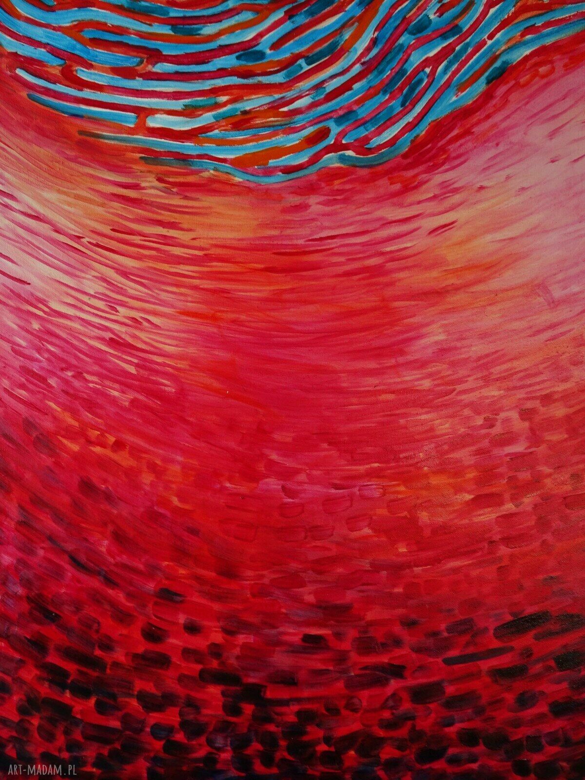 Duży obraz olejny „Dno” abstrakcja 100x70 cm na blejtramie