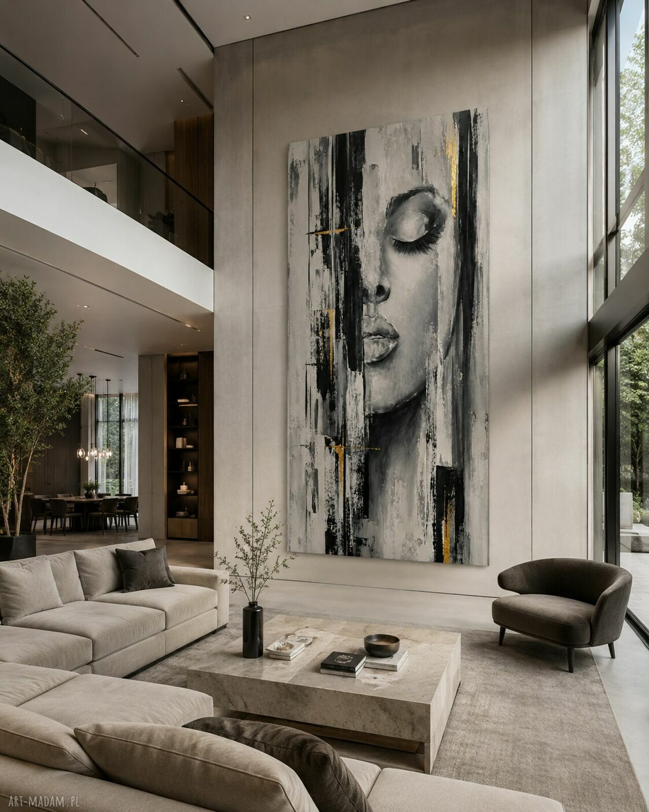 Duży obraz olejny Kobieta XXL 100x180 cm do salonu i na antresolę
