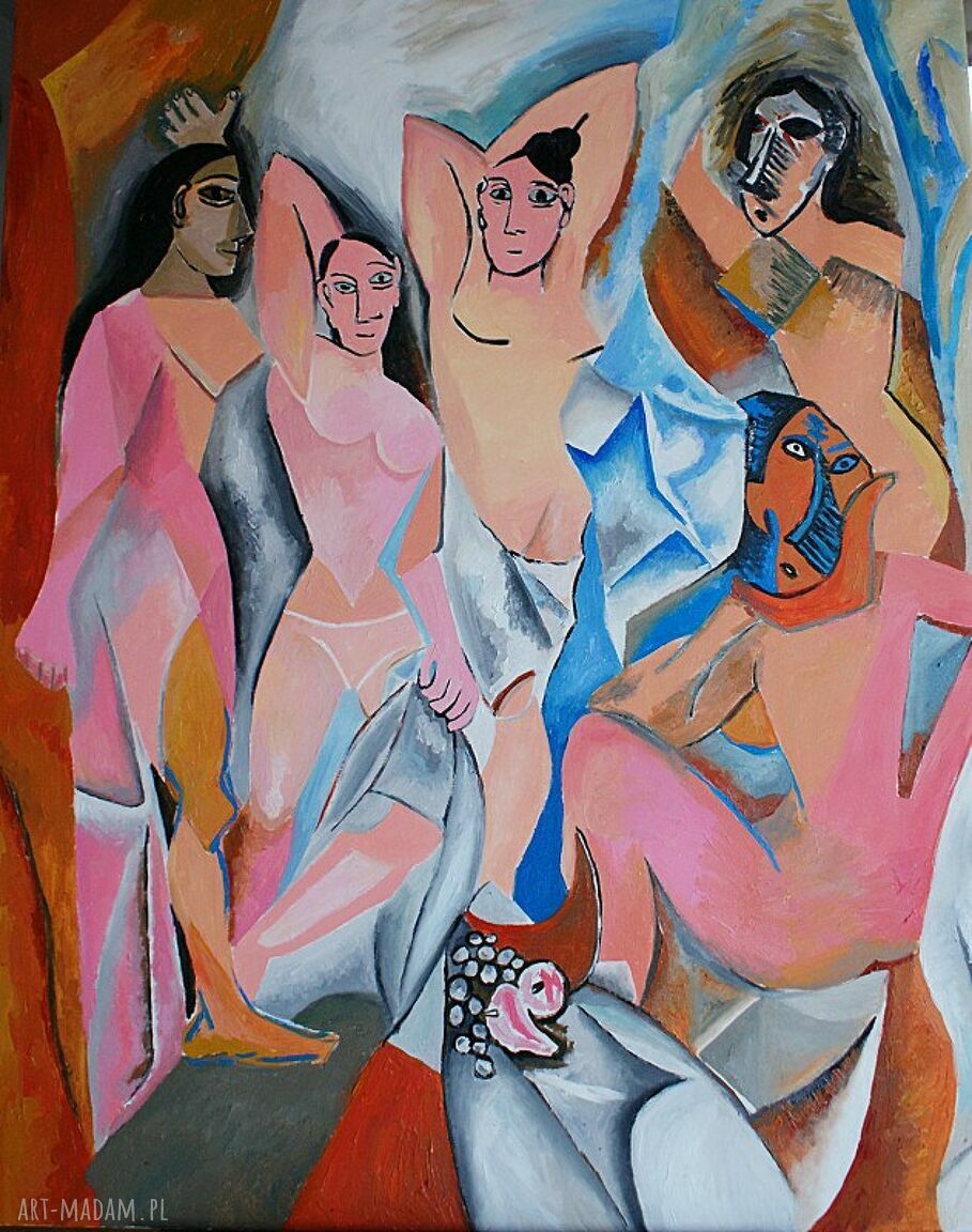 Duży obraz olejny „Panny z Awinionu” Pablo Picasso kubizm na blejtramie 100x80 cm, edycja limitowana