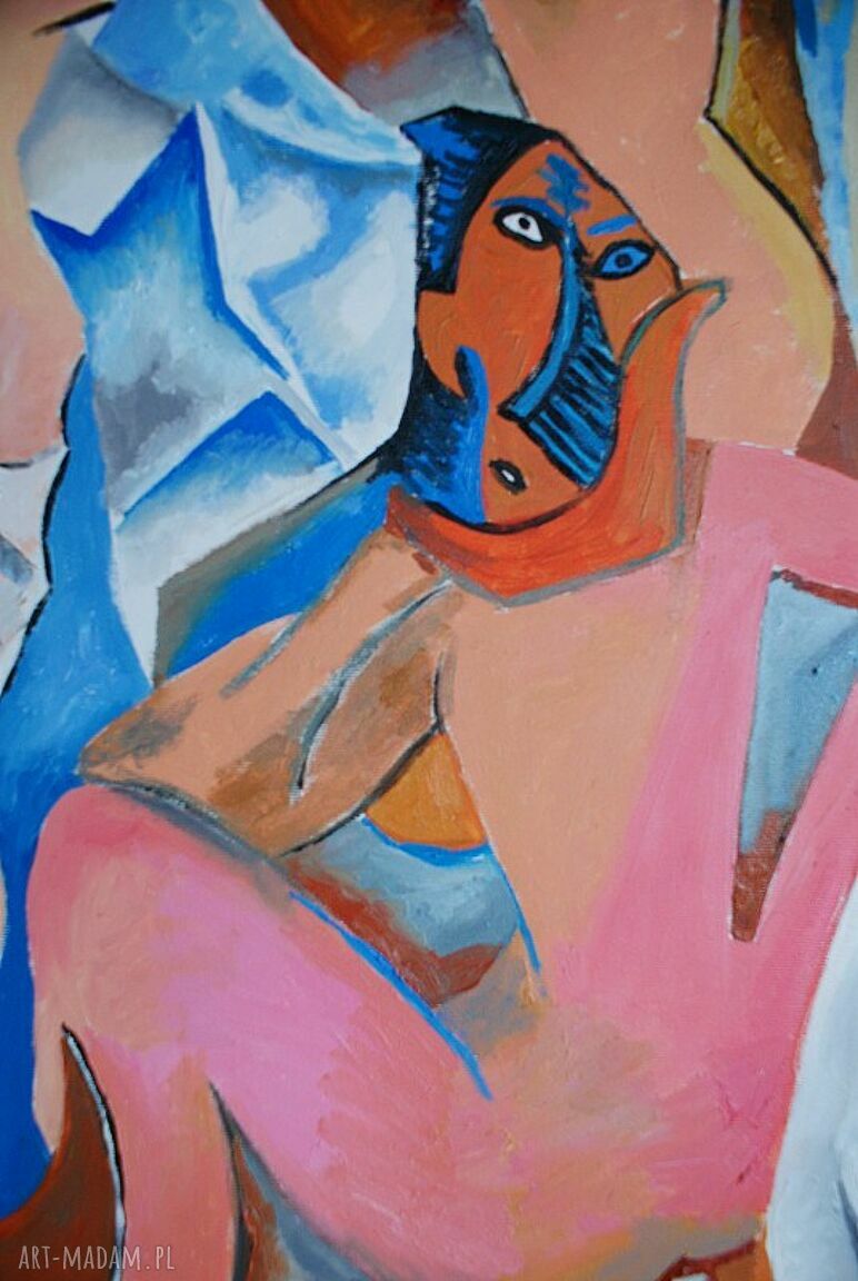 Duży obraz olejny „Panny z Awinionu” Pablo Picasso kubizm na blejtramie 100x80 cm, edycja limitowana