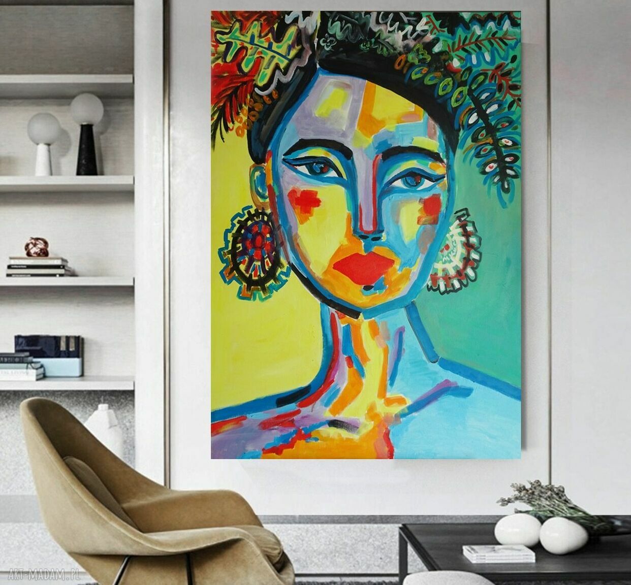 Duży obraz olejny portret kobiety hiszpańskiej 100x70 do salonu - na zamówienie