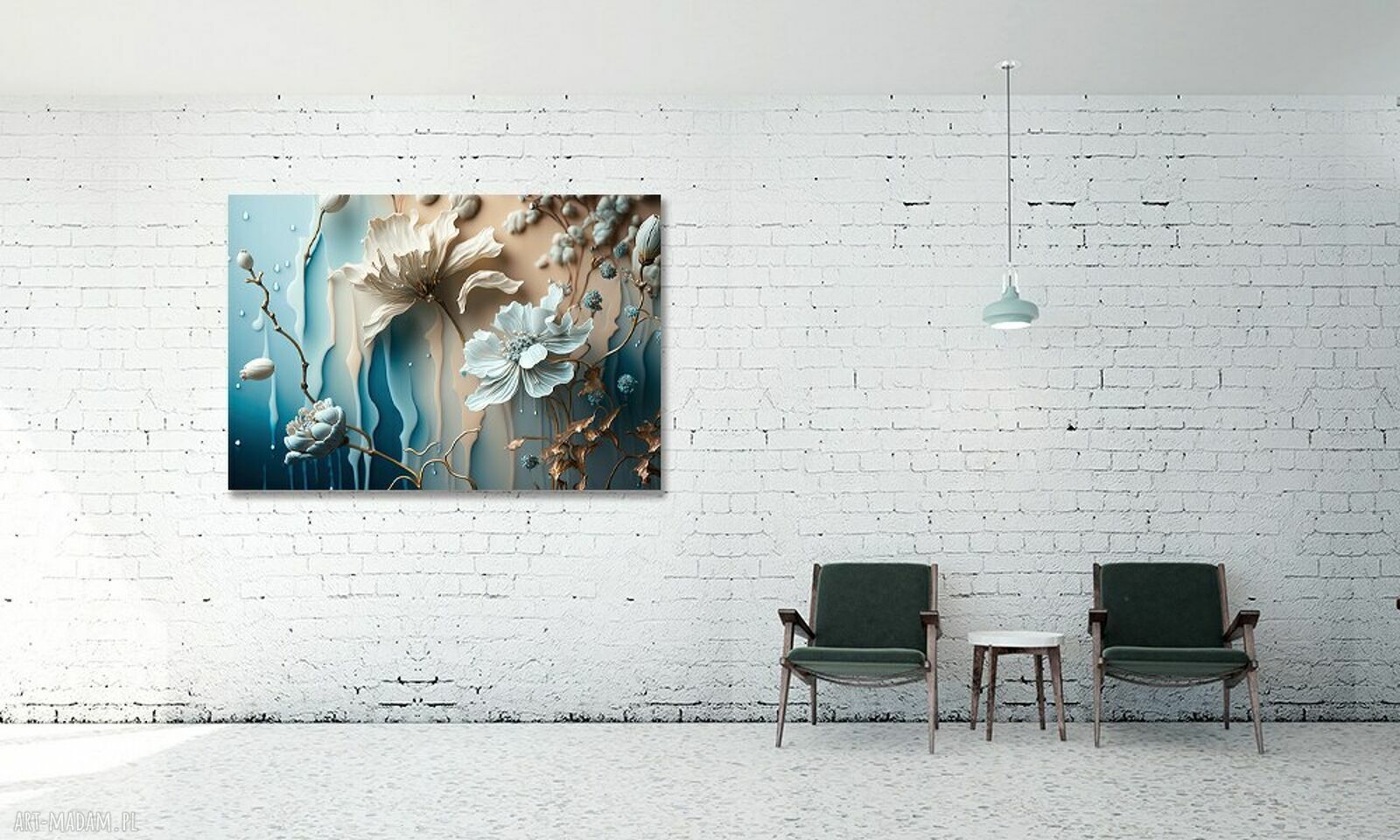 Duży obraz na ścianę Kwiaty 67 120x80 - nowoczesna sztuka loft, beton