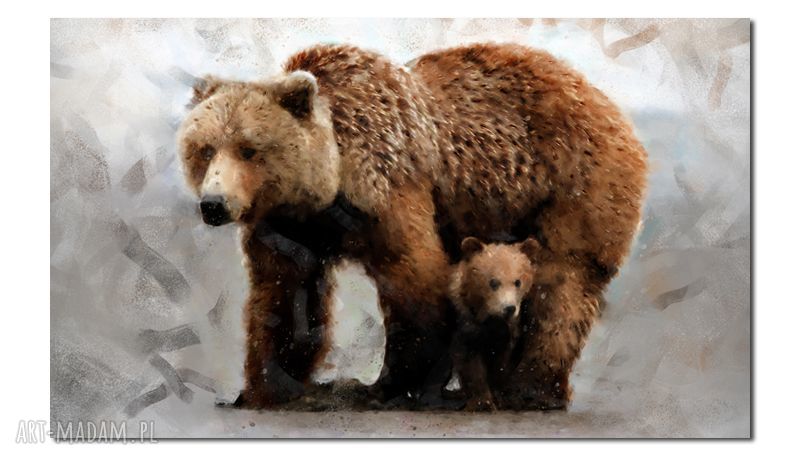 Duży obraz Misie 2 120x70 cm na płótnie - niedźwiedzie brązowe i szare, gotowy do zawieszenia