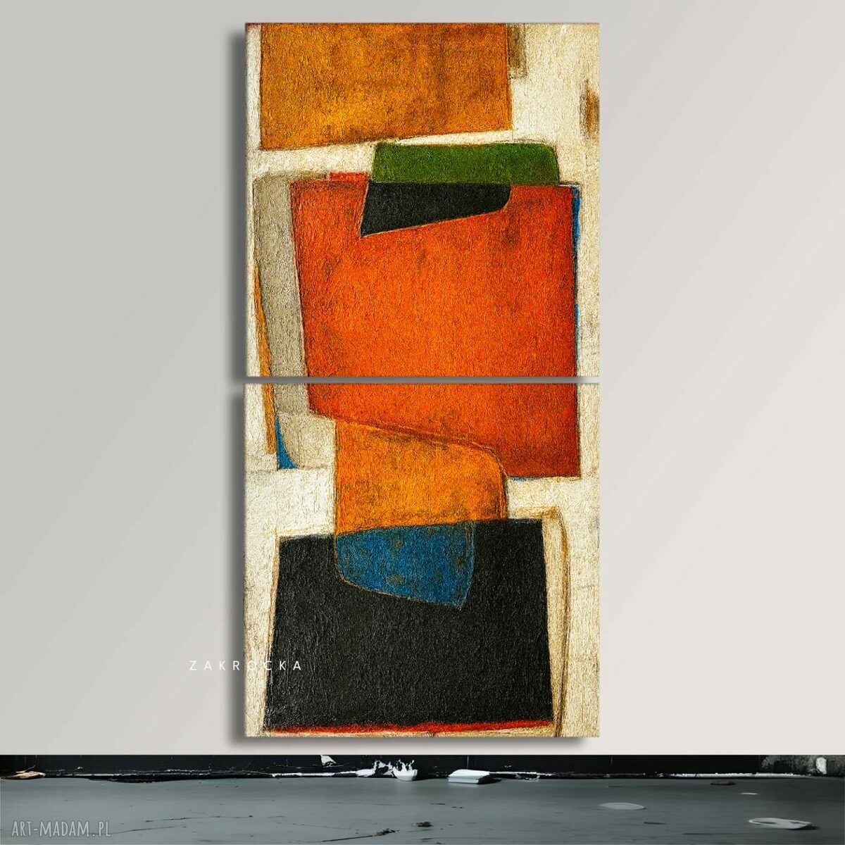 Duży obraz 120x240 cm - abstrakcja strukturalna na pustą ścianę