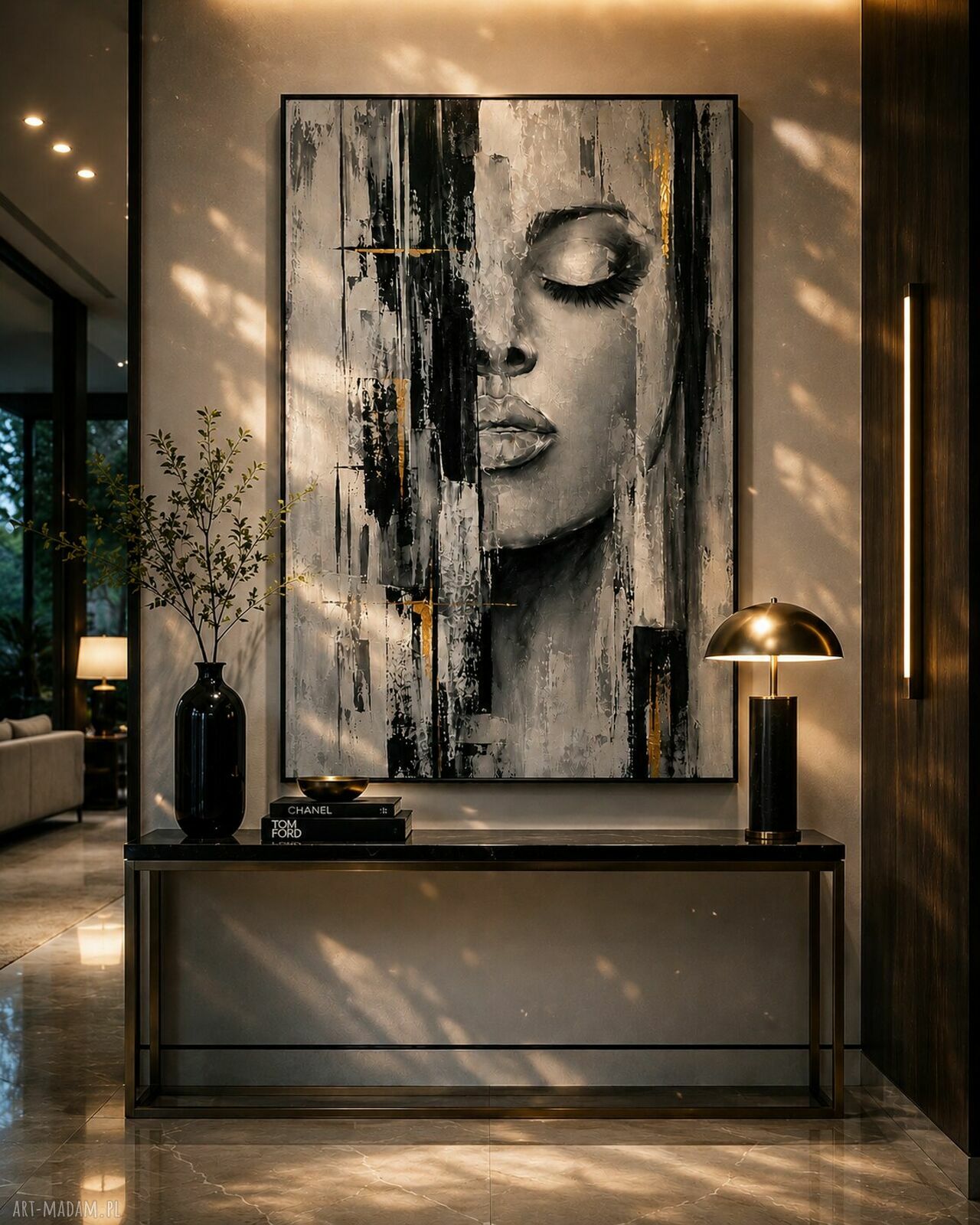 Duży obraz olejny Kobieta XXL 100x180 cm do salonu i na antresolę