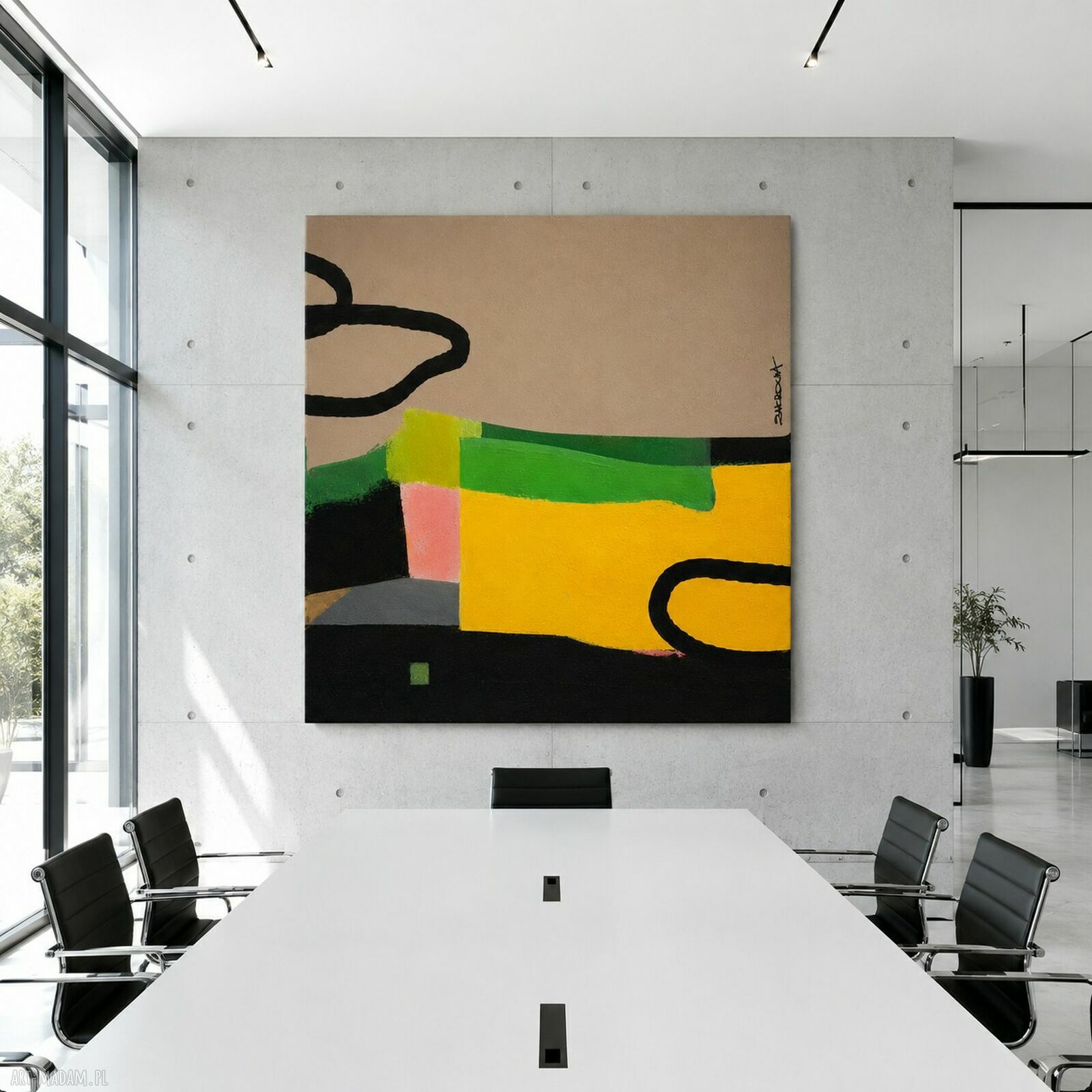 Duży obraz ręcznie malowany akryl 120x120 cm Zakrocka