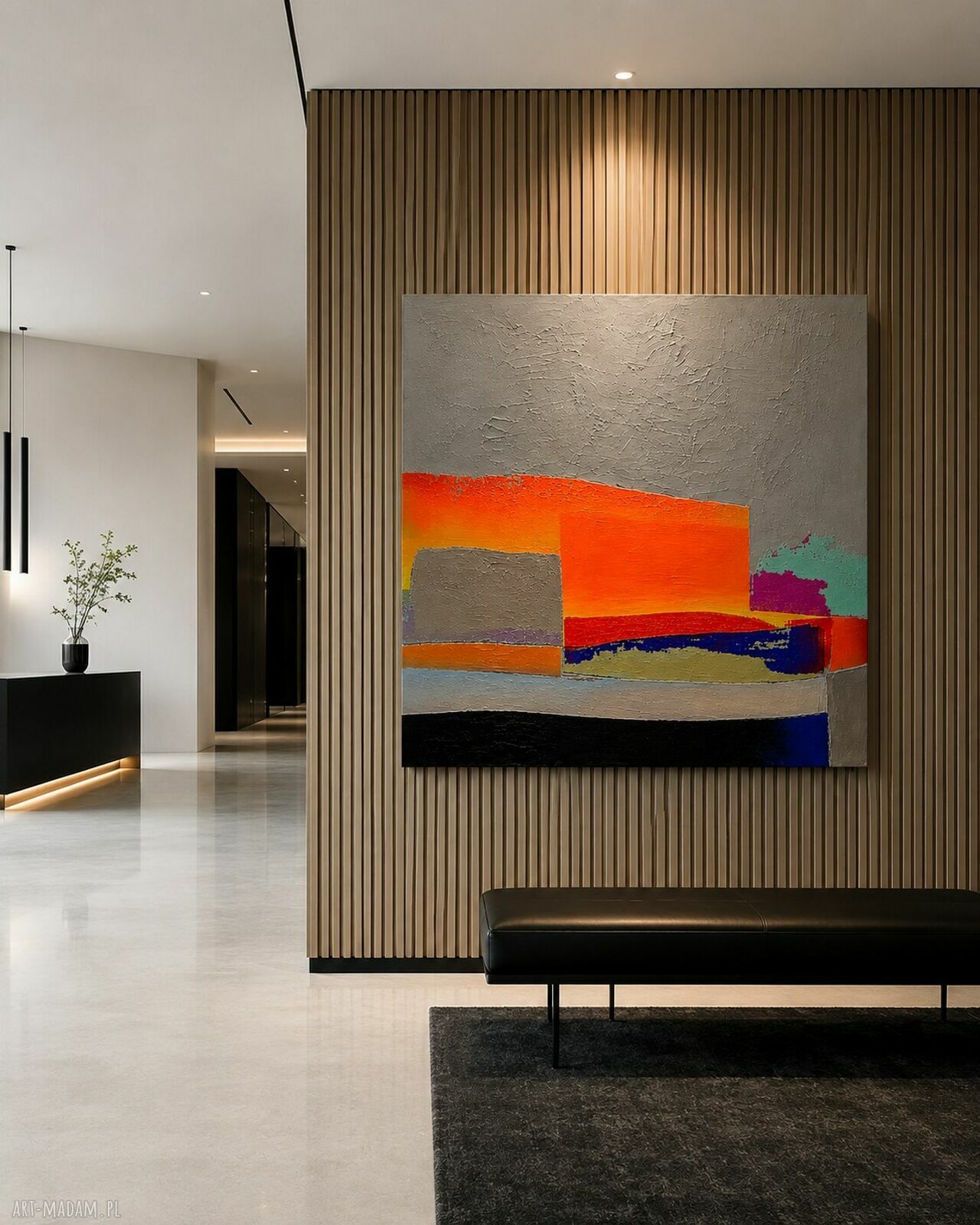 Duży obraz ręcznie malowany akryl 120x120 cm Zakrocka - faktura i relief