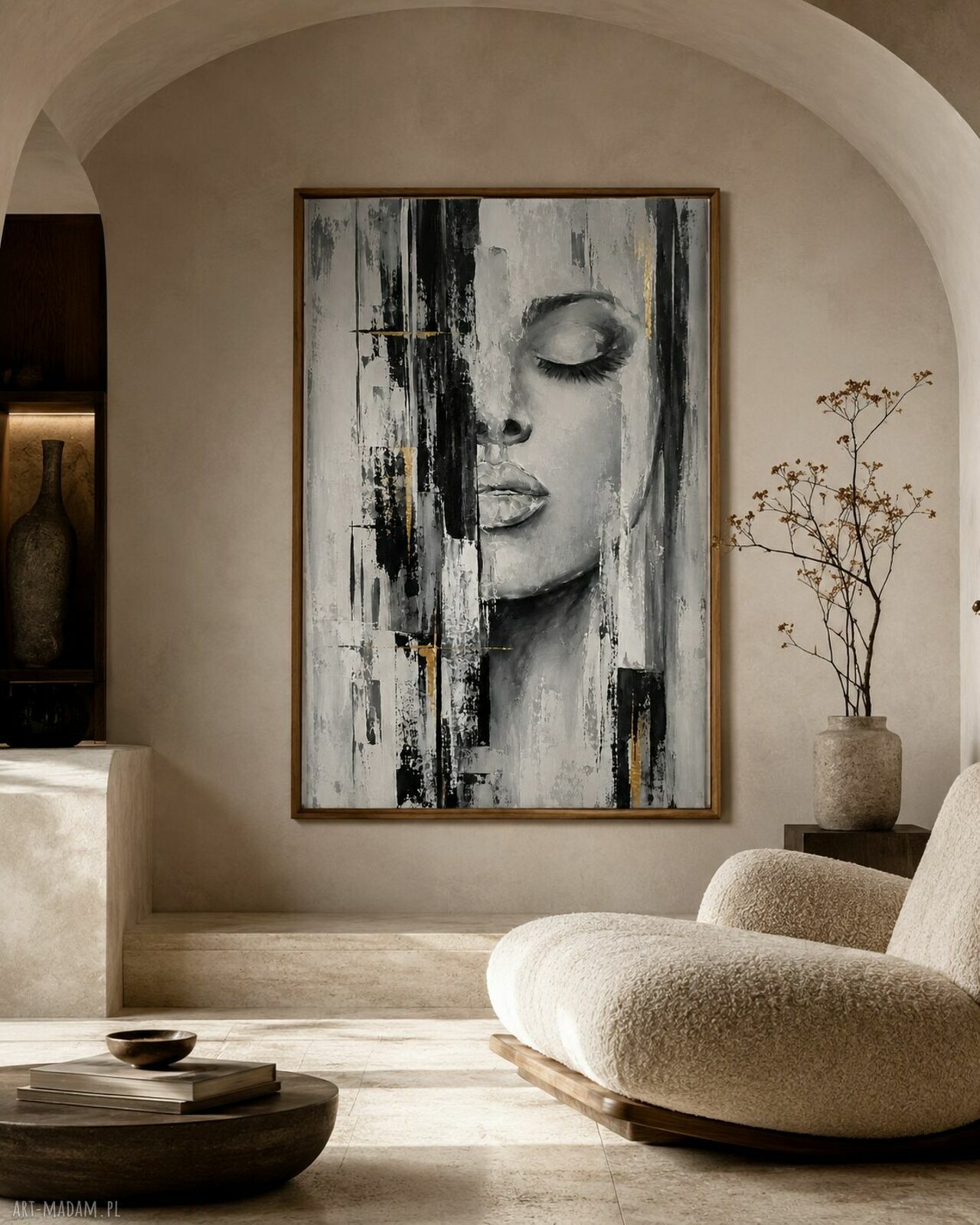 Duży obraz olejny Kobieta XXL 100x180 cm do salonu i na antresolę