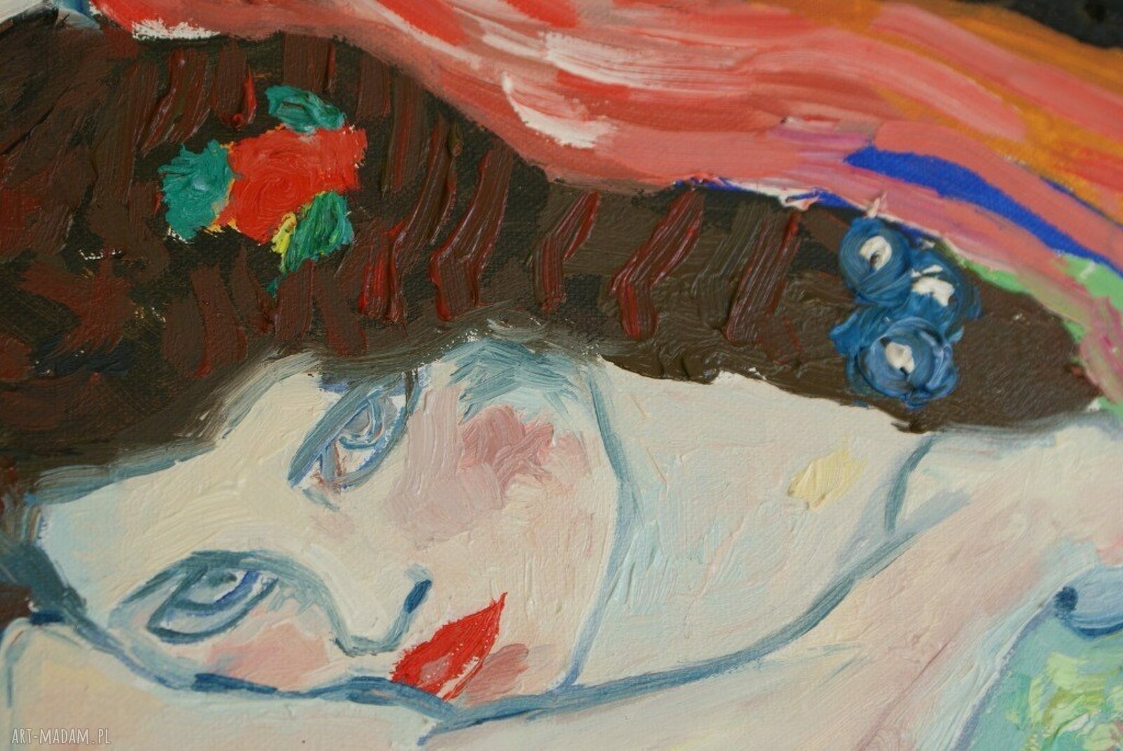 Duży obraz ręcznie malowany olejny Gustav Klimt Dziewica (reprodukcja)