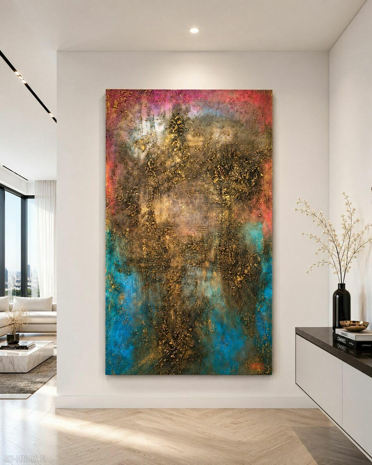 Duży obraz strukturalny 80x160 cm do salonu - unikat i gotowy do zawieszenia