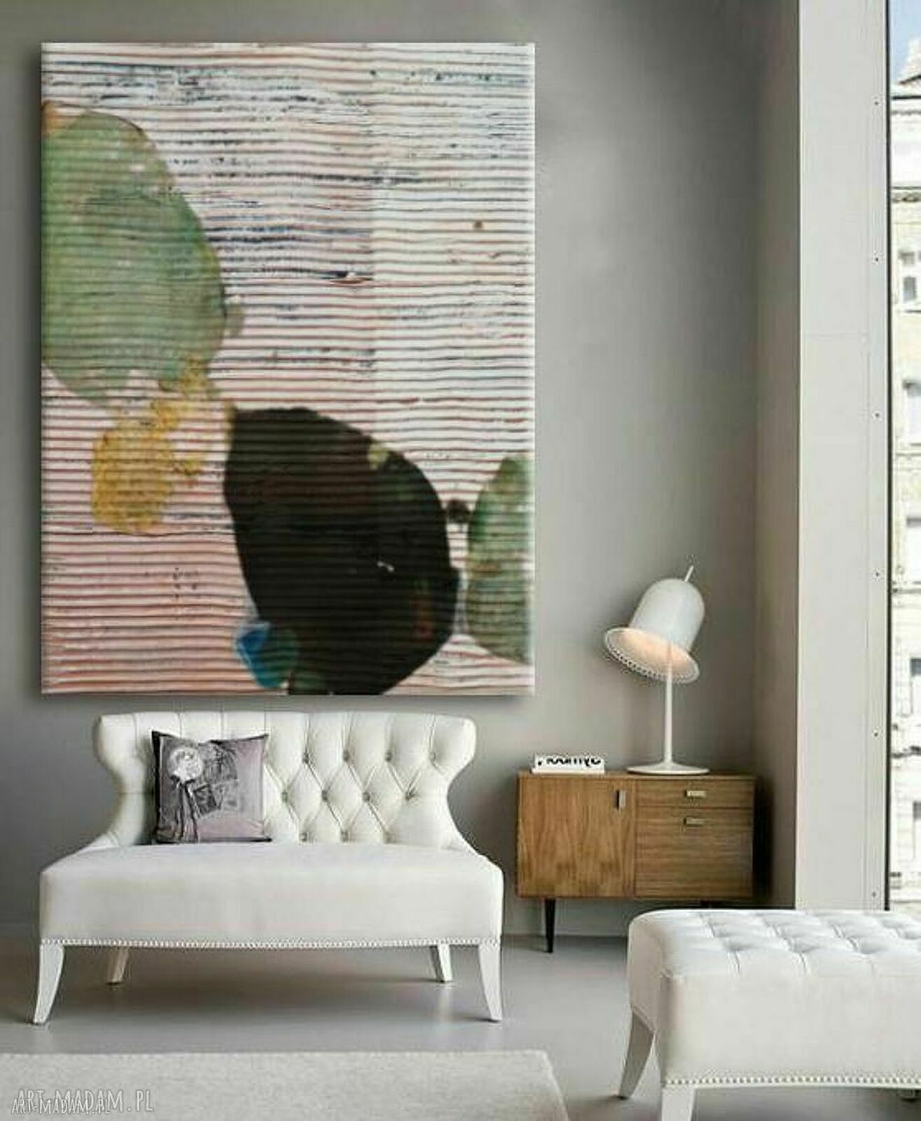 Duży obraz warstwowy 80x120 cm - nowoczesna delikatna abstrakcja