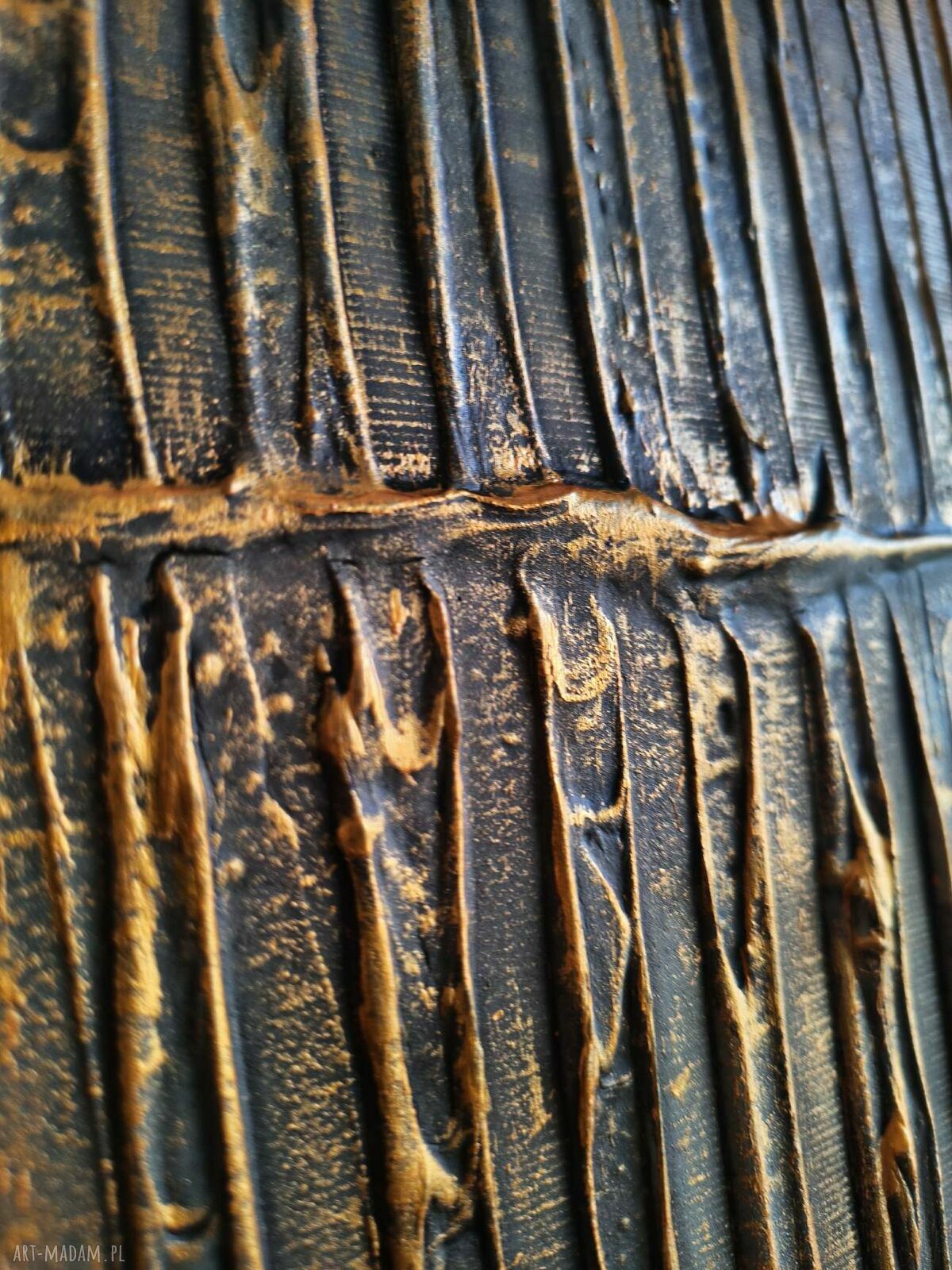 Duży obraz strukturalny metaliczny 10x150 cm na antresolę - złoty model 100326