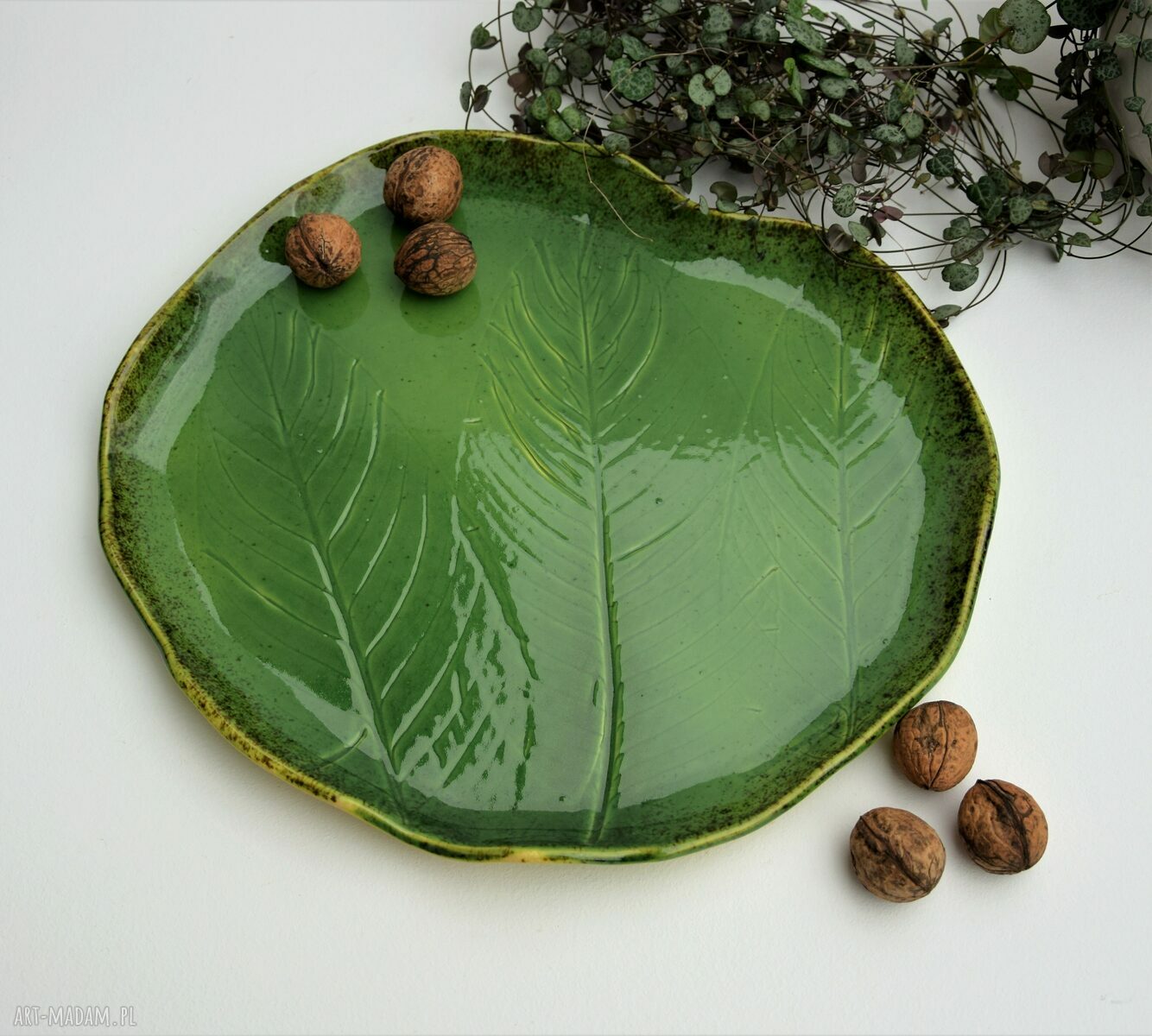 Duża patera - talerz ceramiczny „Liście”