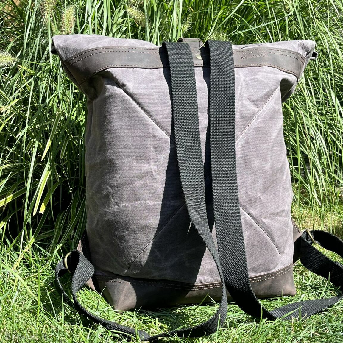 plecaki: Duży rolowany szary plecak z bawełny woskowanej Vintage. ręczne wykonanie