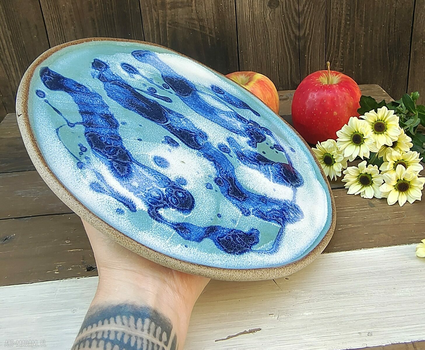 Duży ceramiczny talerz C866 Shiraja - 25 cm do serwowania i fotografii kulinarnej