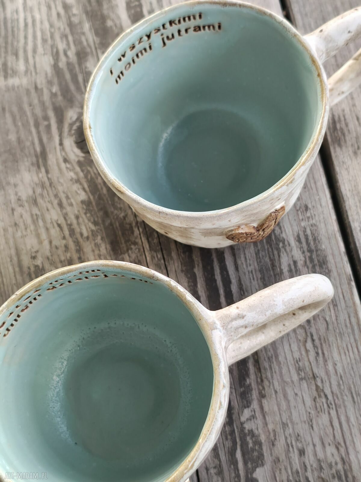 Dwa ręcznie robione kubki ceramiczne dla pary 300 ml