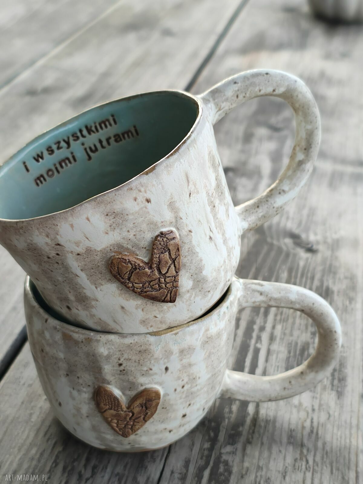 Dwa ręcznie robione kubki ceramiczne dla pary 300 ml
