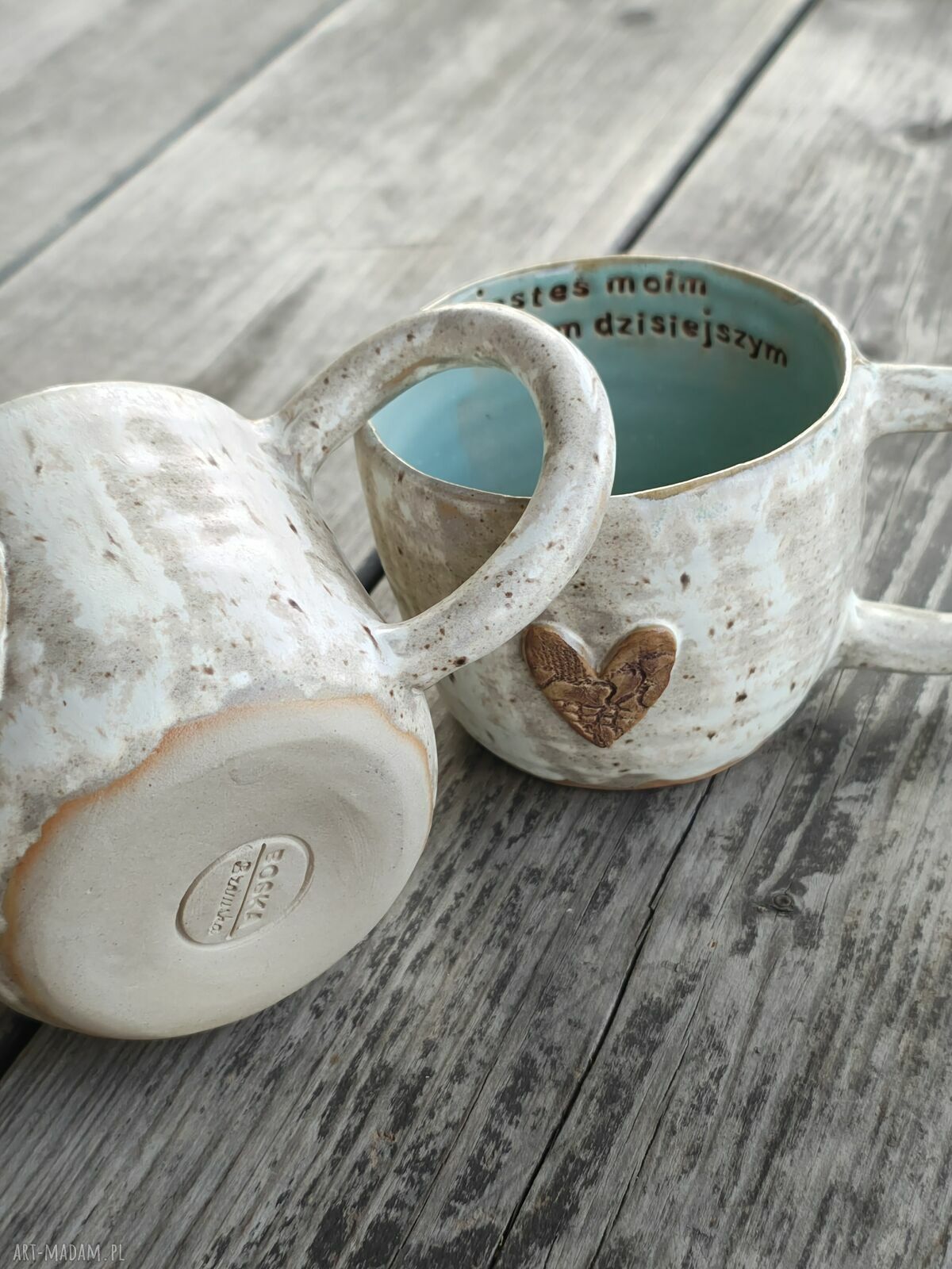 Dwa ręcznie robione kubki ceramiczne dla pary 300 ml