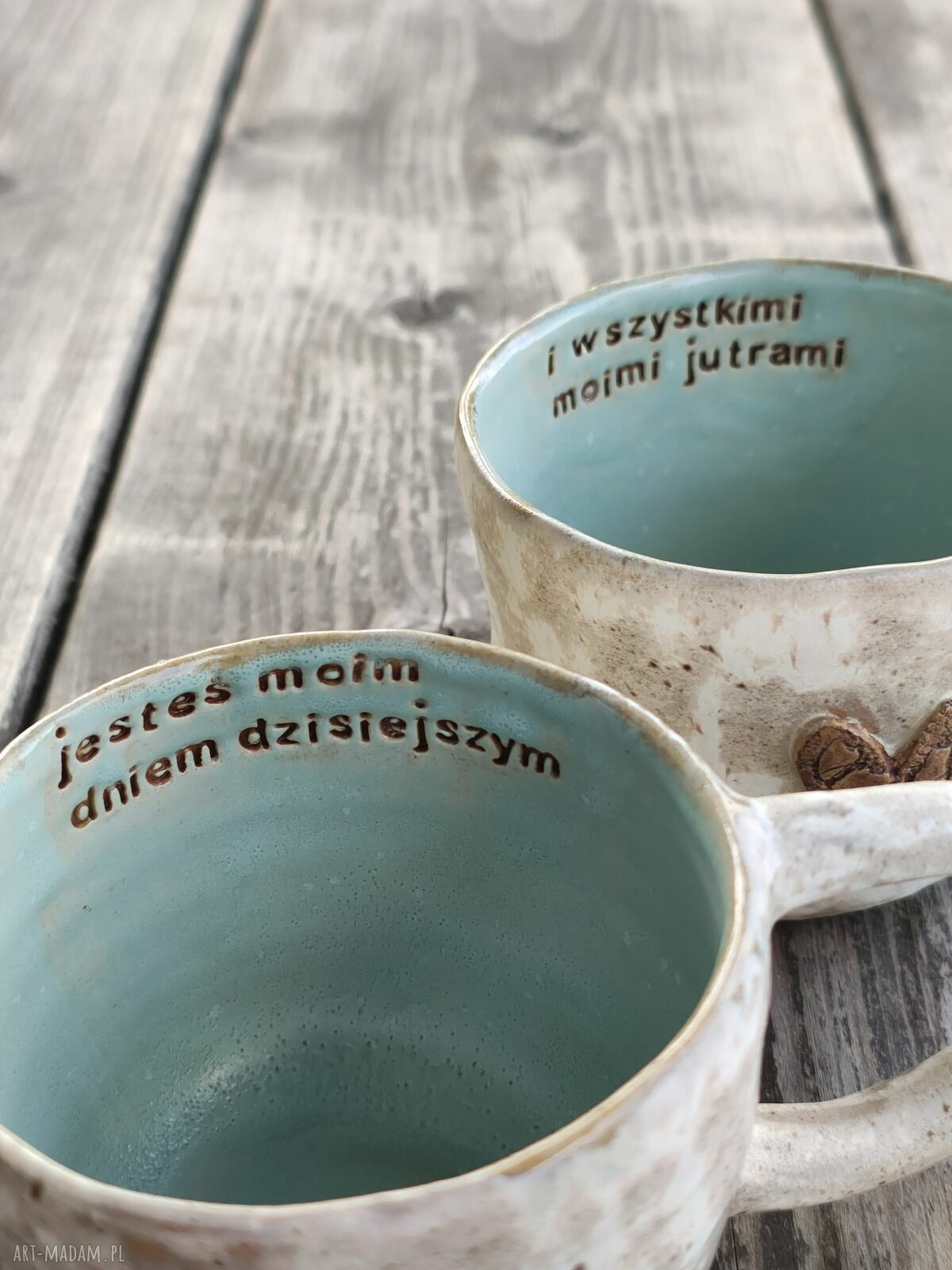 Dwa ręcznie robione kubki ceramiczne dla pary 300 ml