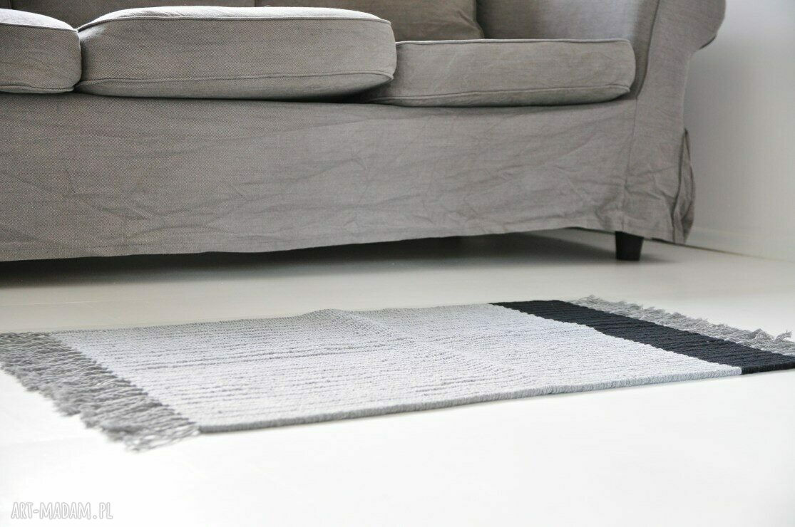 Dwa dywaniki z sznurka bawełnianego z frędzlami (komplet 2 szt., ok. 53x85 cm)