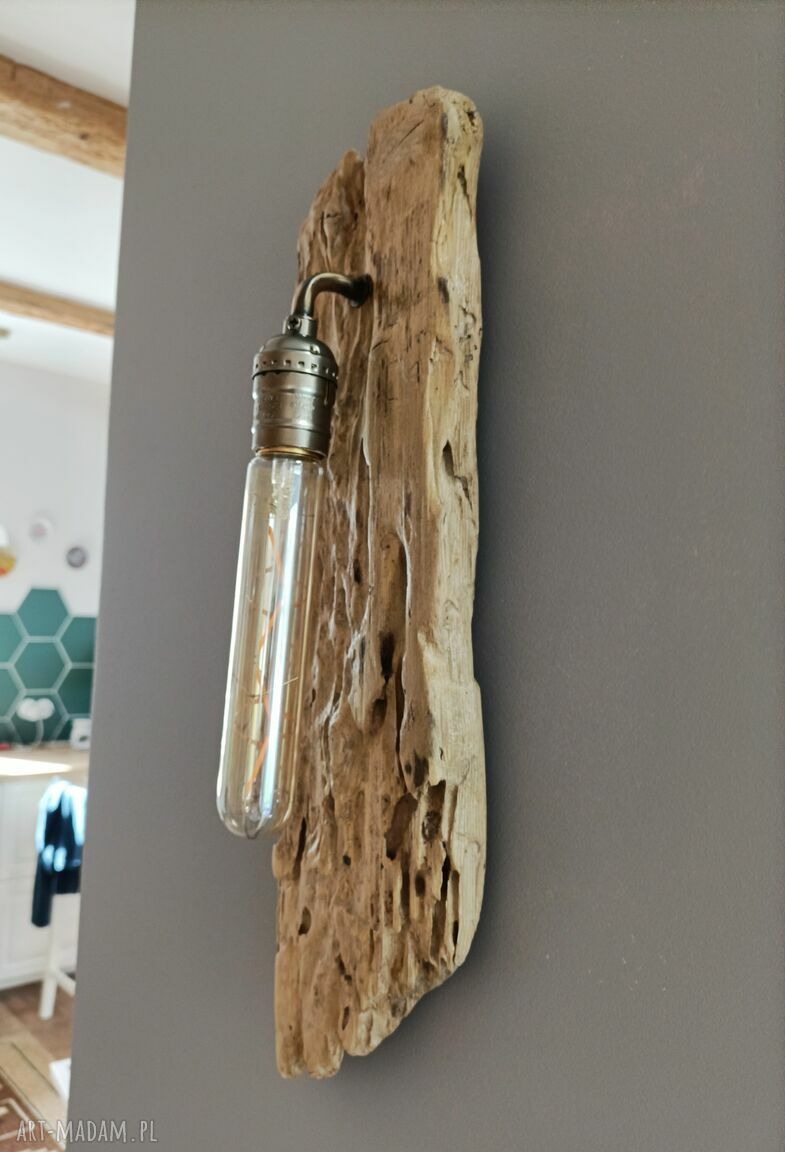 Dwa kinkiety drewniane loftowe - lampa ścienna E27
