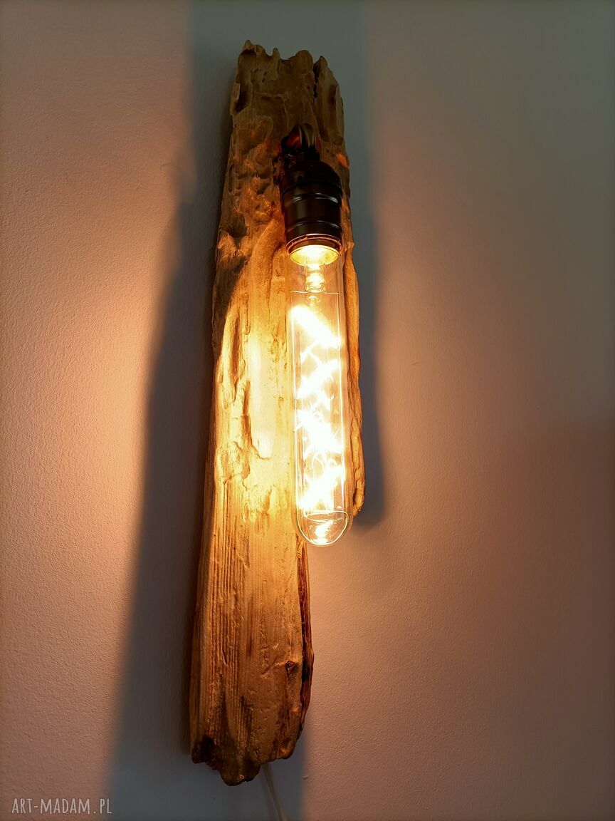 Dwa kinkiety drewniane loftowe - lampa ścienna E27