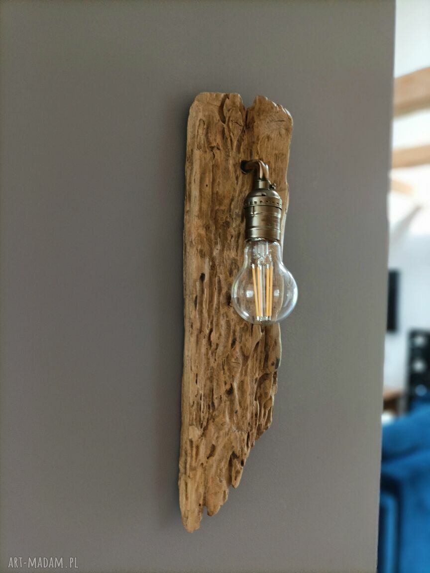 Dwa kinkiety drewniane loftowe - lampa ścienna E27