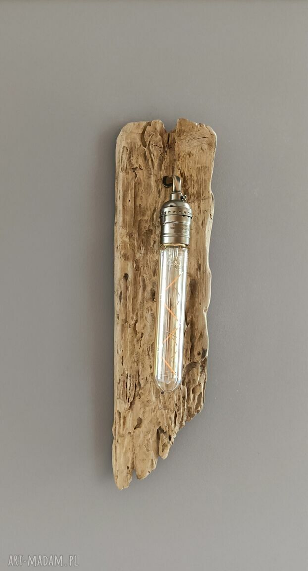 Dwa kinkiety drewniane loftowe - lampa ścienna E27