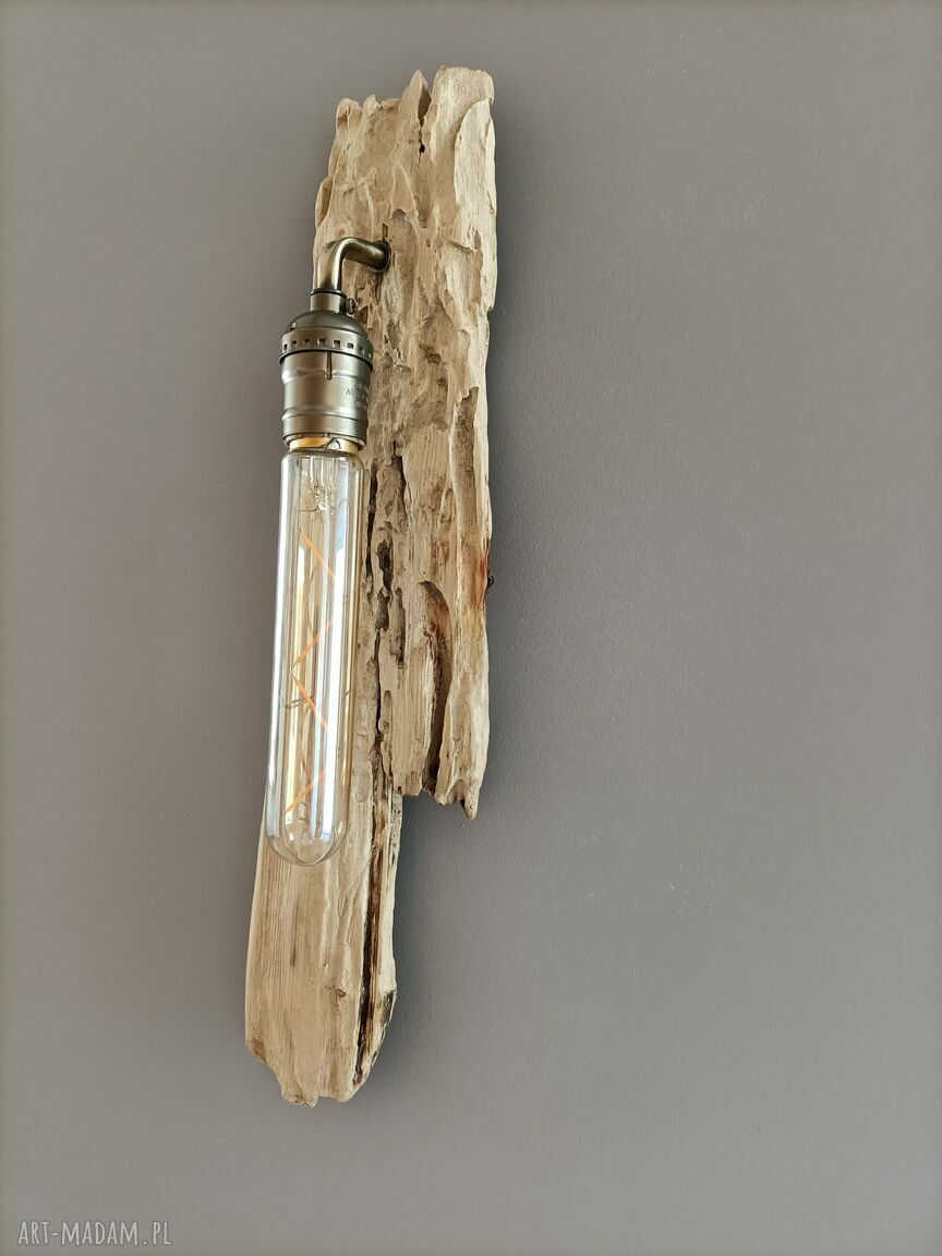 Dwa kinkiety drewniane loftowe - lampa ścienna E27