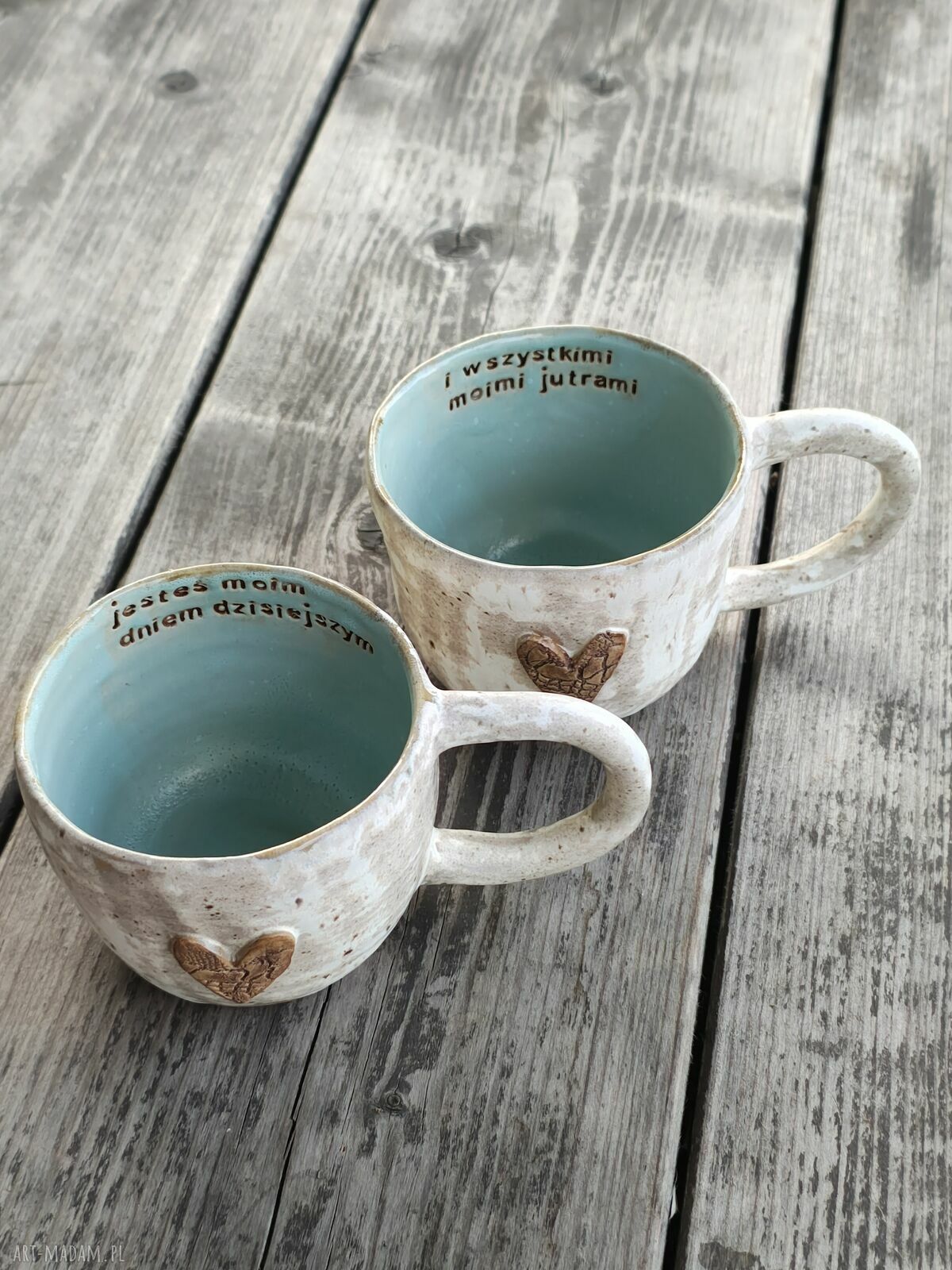 Dwa ręcznie robione kubki ceramiczne dla pary 300 ml